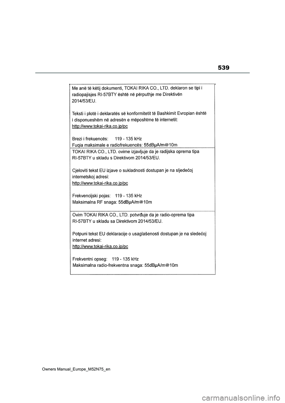 TOYOTA YARIS CROSS 2023 Owners Manual 539
Owners Manual_Europe_M52N75_en TOYOTA YARIS CROSS 2023 Owners Manual 539
Owners Manual_Europe_M52N75_en