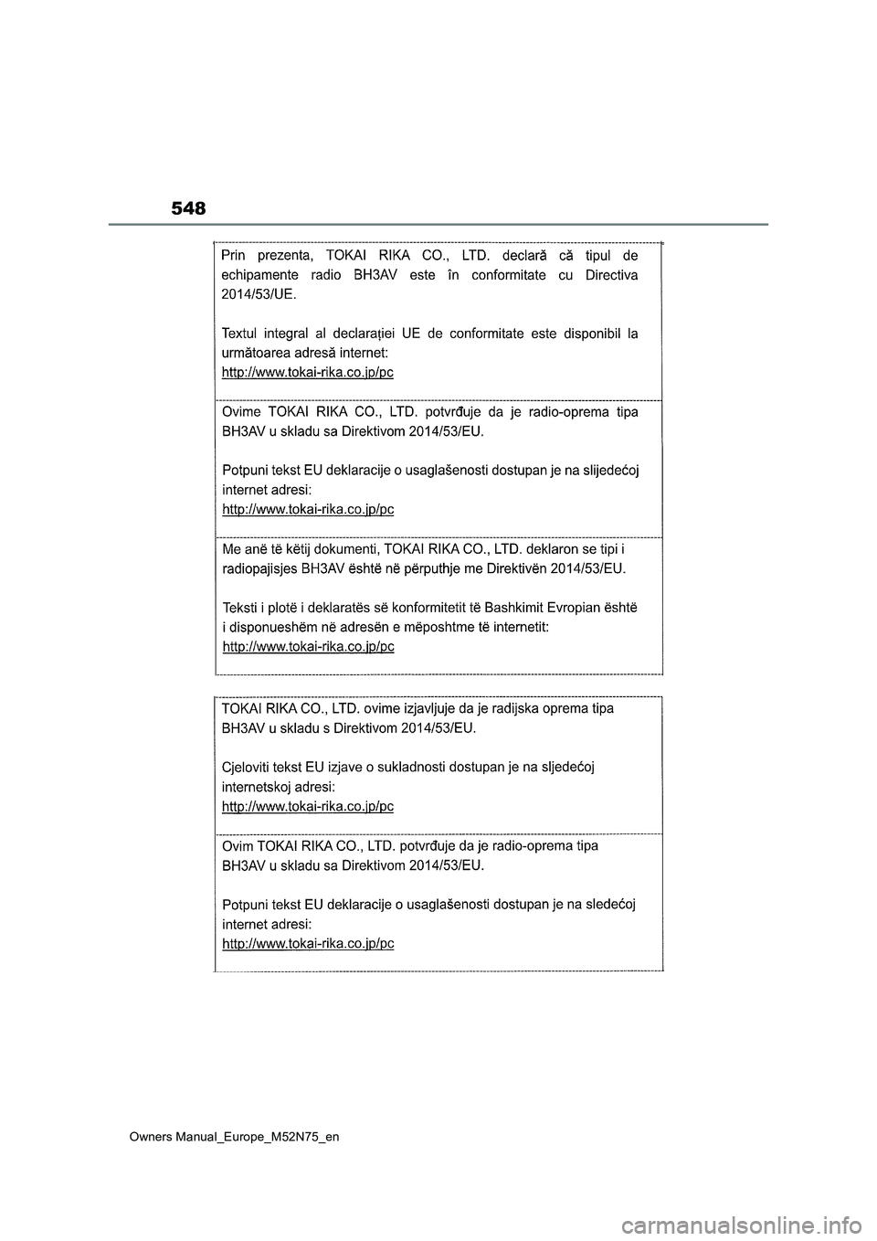 TOYOTA YARIS CROSS 2023 Owners Manual 548
Owners Manual_Europe_M52N75_en TOYOTA YARIS CROSS 2023 Owners Manual 548
Owners Manual_Europe_M52N75_en