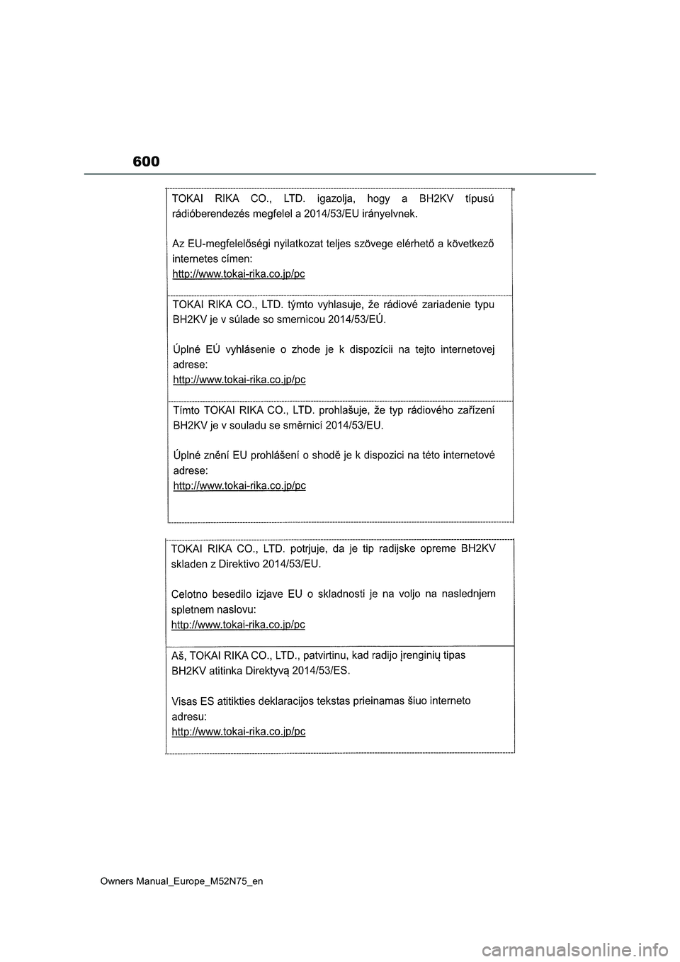 TOYOTA YARIS CROSS 2023 Owners Manual 600
Owners Manual_Europe_M52N75_en TOYOTA YARIS CROSS 2023 Owners Manual 600
Owners Manual_Europe_M52N75_en