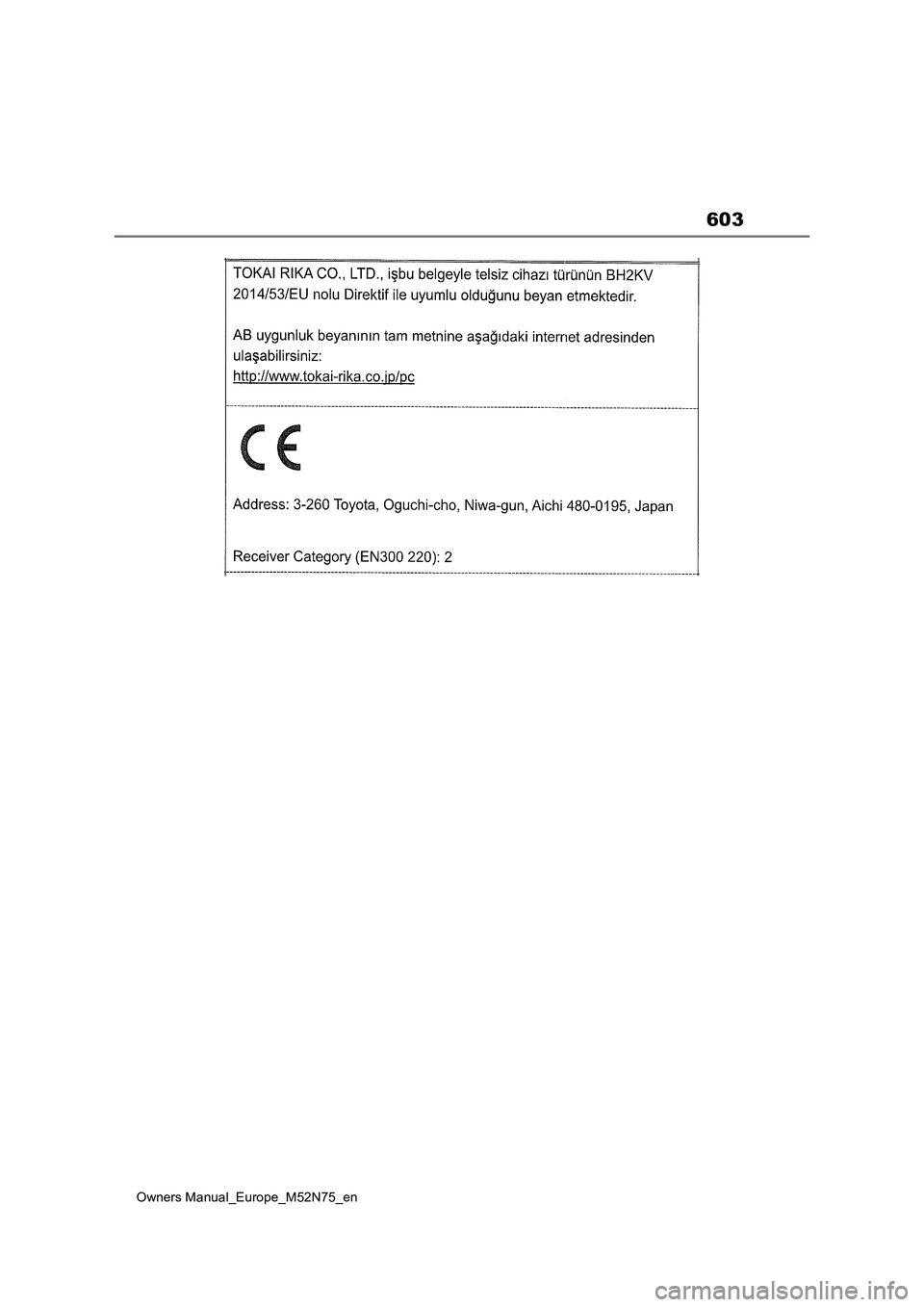TOYOTA YARIS CROSS 2023 Owners Manual 603
Owners Manual_Europe_M52N75_en TOYOTA YARIS CROSS 2023 Owners Manual 603
Owners Manual_Europe_M52N75_en