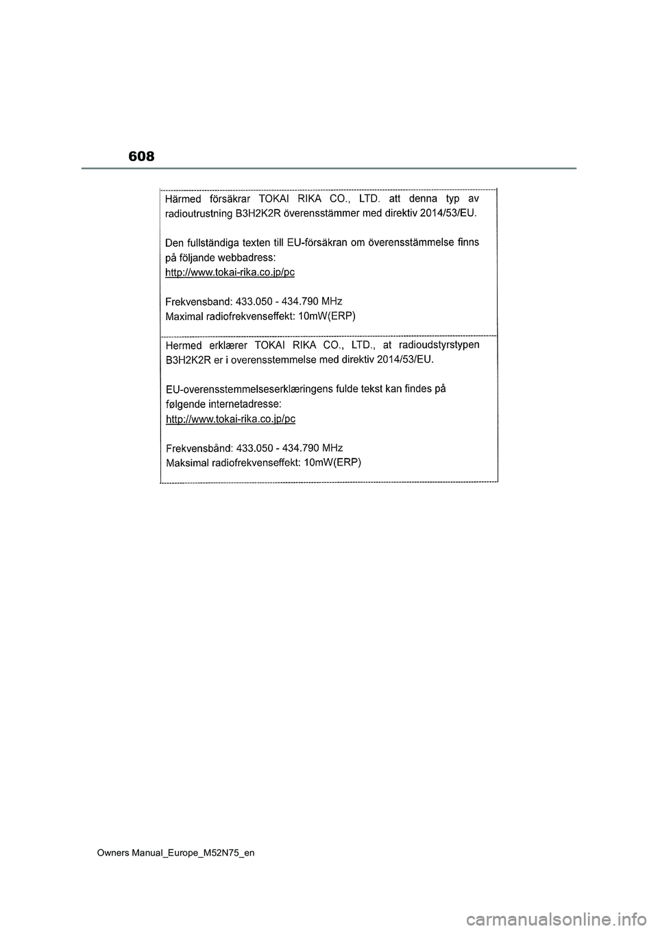TOYOTA YARIS CROSS 2023 Owners Manual 608
Owners Manual_Europe_M52N75_en TOYOTA YARIS CROSS 2023 Owners Manual 608
Owners Manual_Europe_M52N75_en