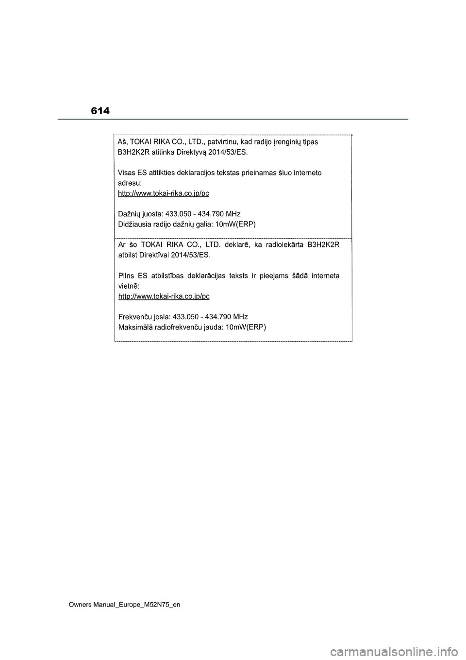 TOYOTA YARIS CROSS 2023 Owners Manual 614
Owners Manual_Europe_M52N75_en TOYOTA YARIS CROSS 2023 Owners Manual 614
Owners Manual_Europe_M52N75_en