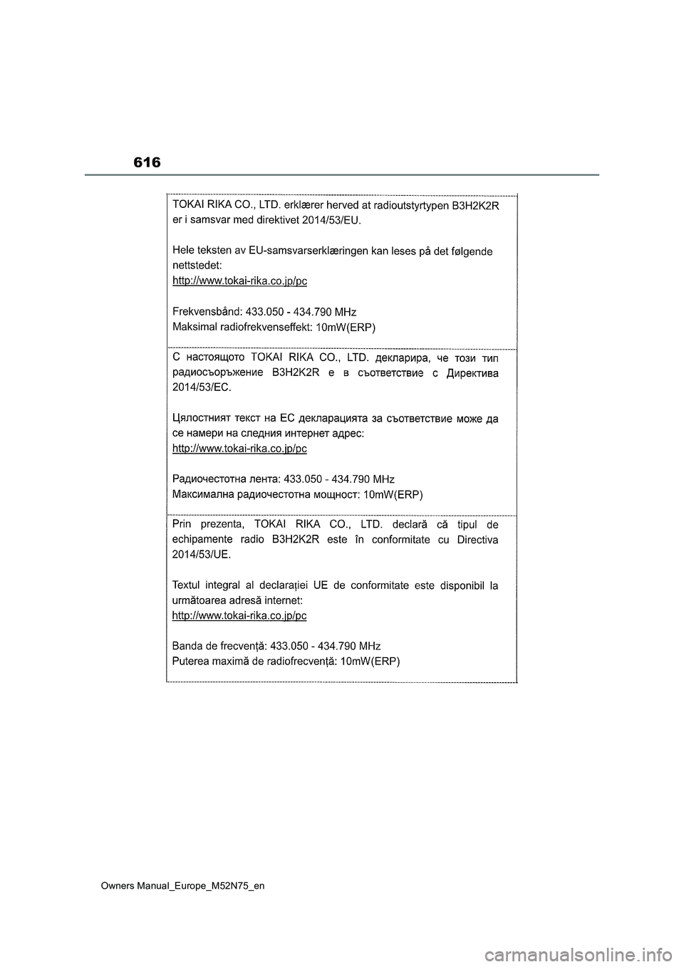 TOYOTA YARIS CROSS 2023 Owners Manual 616
Owners Manual_Europe_M52N75_en TOYOTA YARIS CROSS 2023 Owners Manual 616
Owners Manual_Europe_M52N75_en