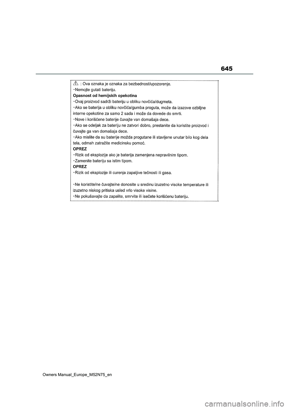TOYOTA YARIS CROSS 2023 Owners Manual 645
Owners Manual_Europe_M52N75_en TOYOTA YARIS CROSS 2023 Owners Manual 645
Owners Manual_Europe_M52N75_en