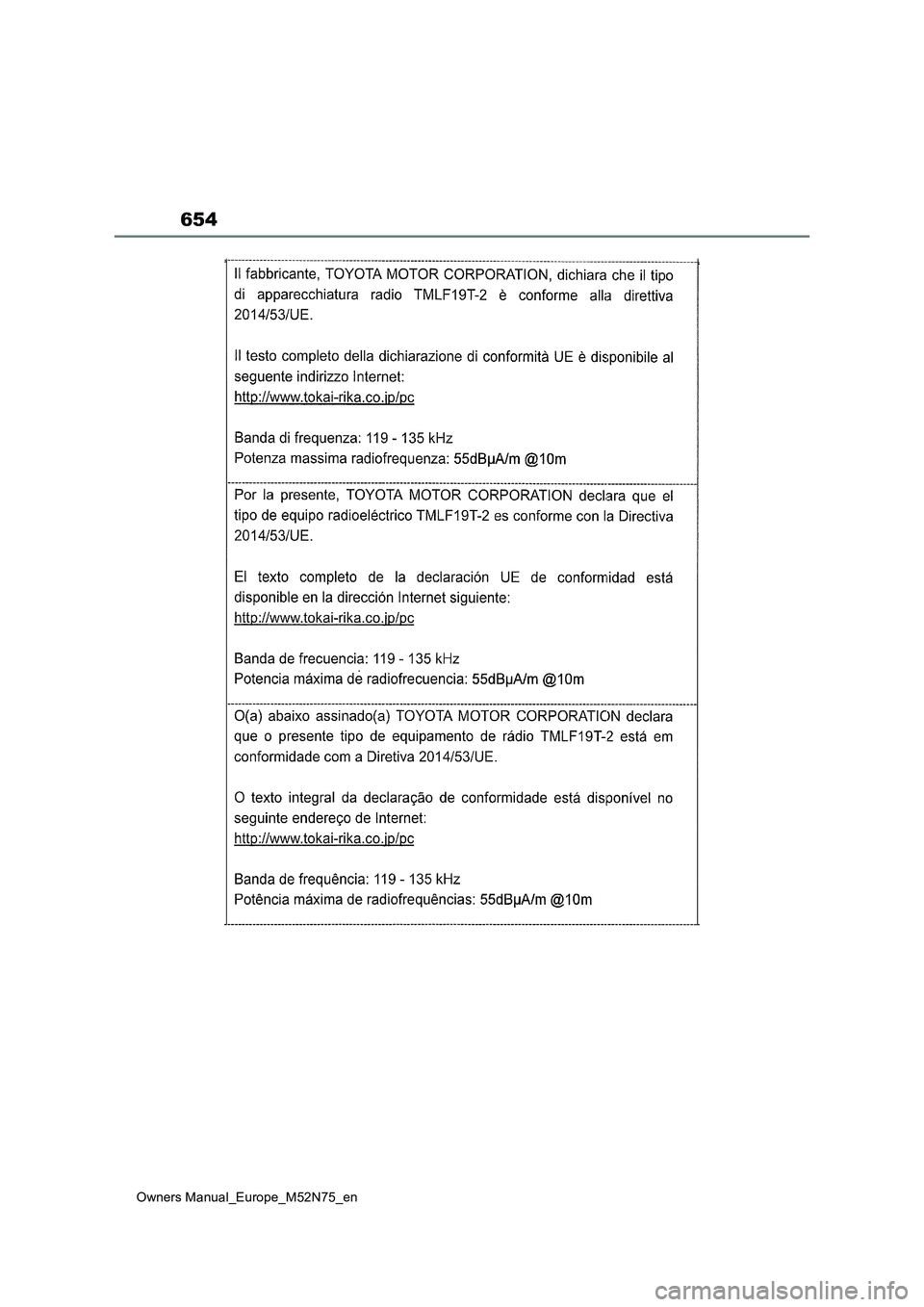 TOYOTA YARIS CROSS 2023 Owners Manual 654
Owners Manual_Europe_M52N75_en TOYOTA YARIS CROSS 2023 Owners Manual 654
Owners Manual_Europe_M52N75_en