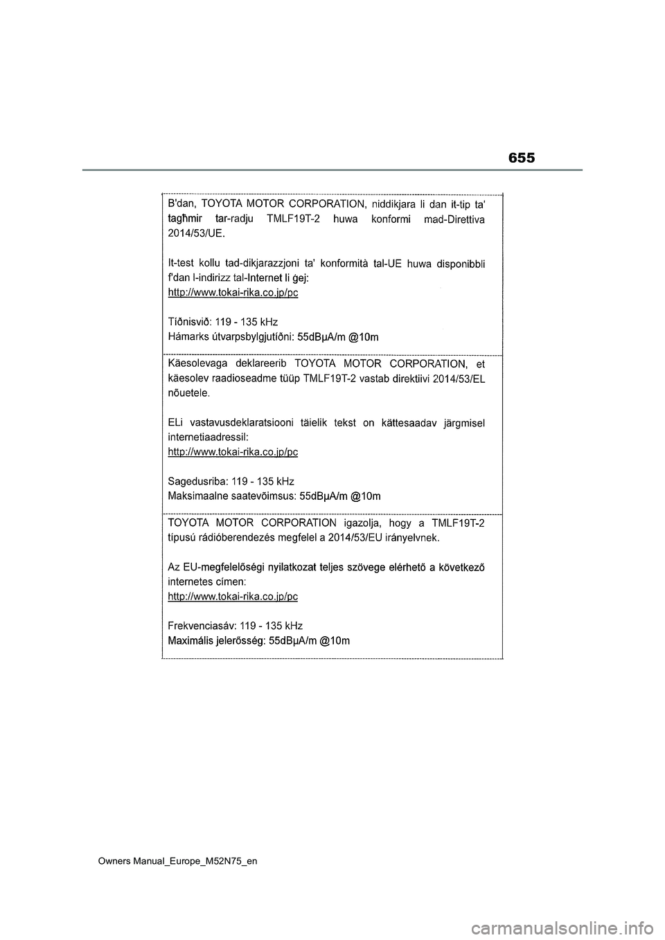 TOYOTA YARIS CROSS 2023 Owners Manual 655
Owners Manual_Europe_M52N75_en TOYOTA YARIS CROSS 2023 Owners Manual 655
Owners Manual_Europe_M52N75_en