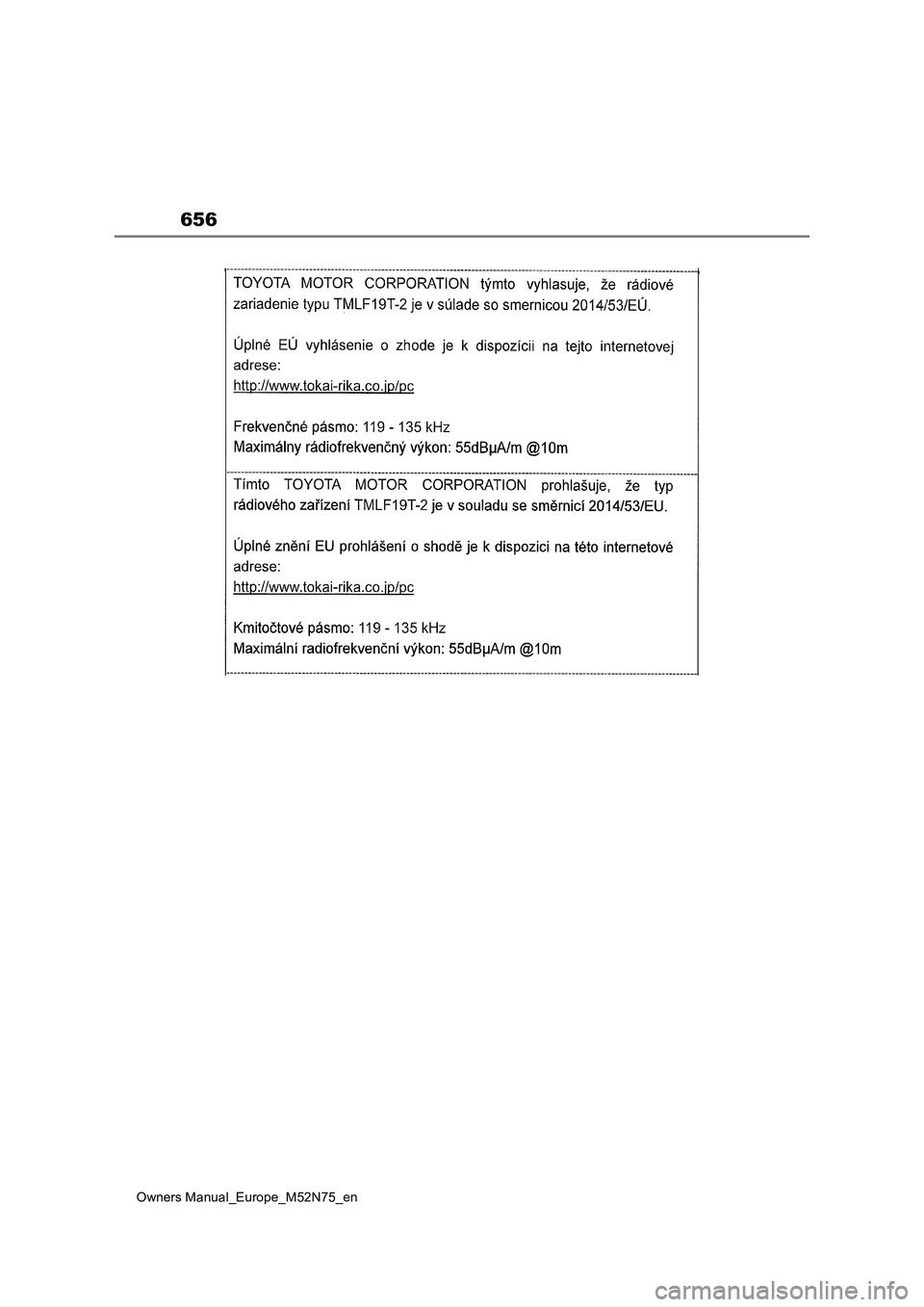 TOYOTA YARIS CROSS 2023 Owners Manual 656
Owners Manual_Europe_M52N75_en TOYOTA YARIS CROSS 2023 Owners Manual 656
Owners Manual_Europe_M52N75_en