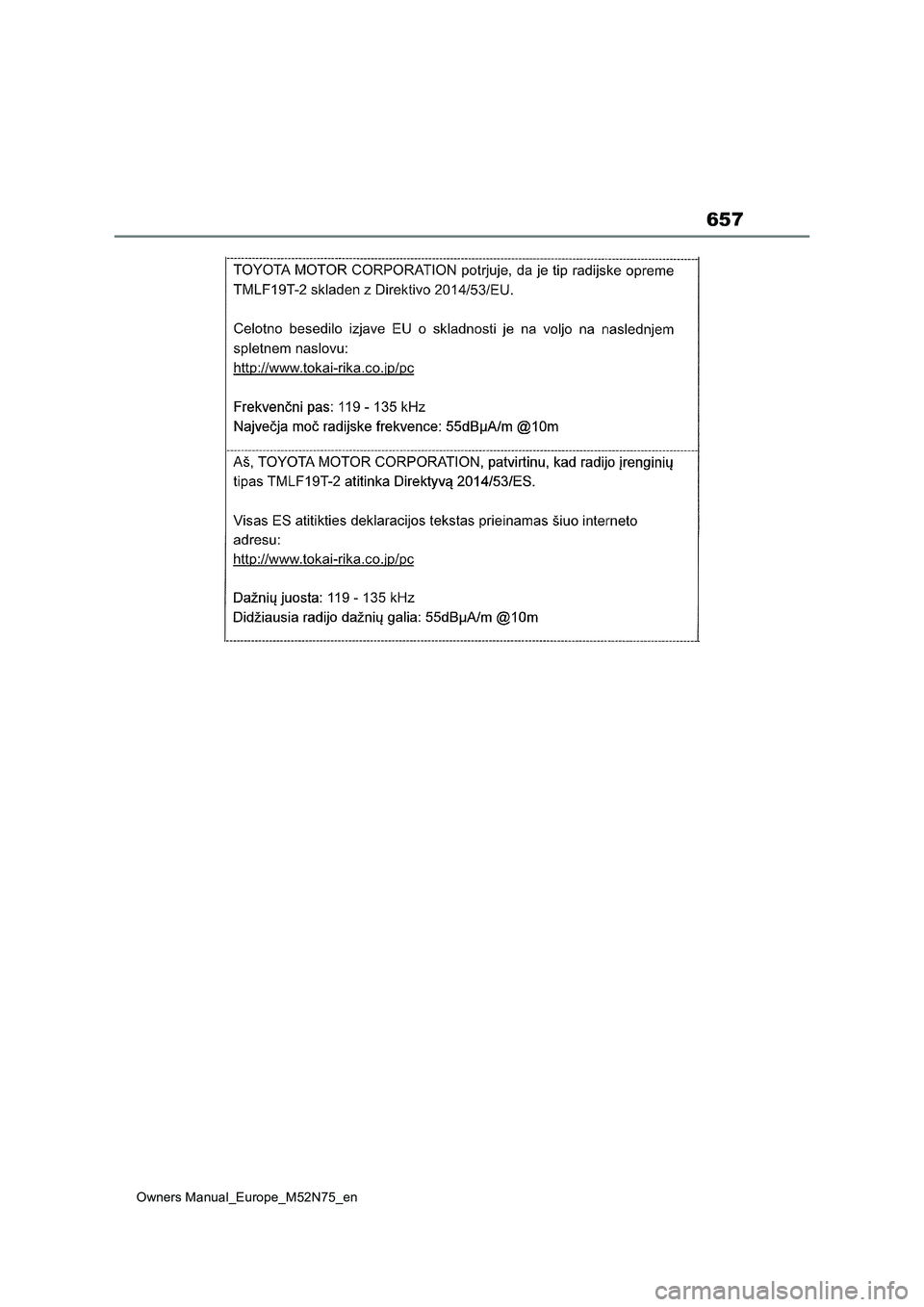 TOYOTA YARIS CROSS 2023 Owners Manual 657
Owners Manual_Europe_M52N75_en TOYOTA YARIS CROSS 2023 Owners Manual 657
Owners Manual_Europe_M52N75_en