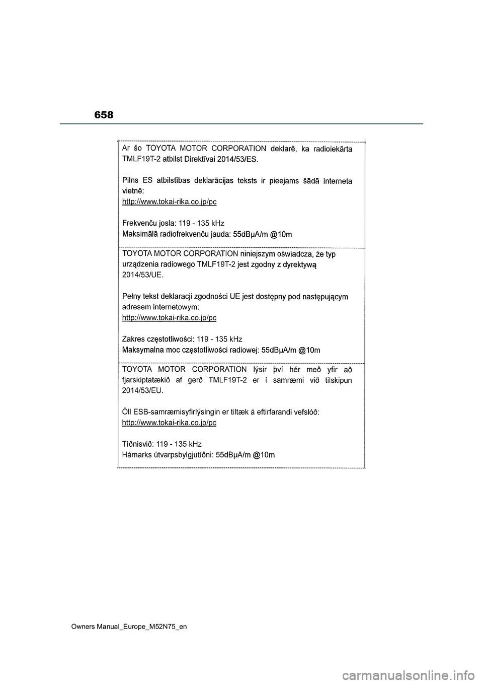 TOYOTA YARIS CROSS 2023 Owners Manual 658
Owners Manual_Europe_M52N75_en TOYOTA YARIS CROSS 2023 Owners Manual 658
Owners Manual_Europe_M52N75_en