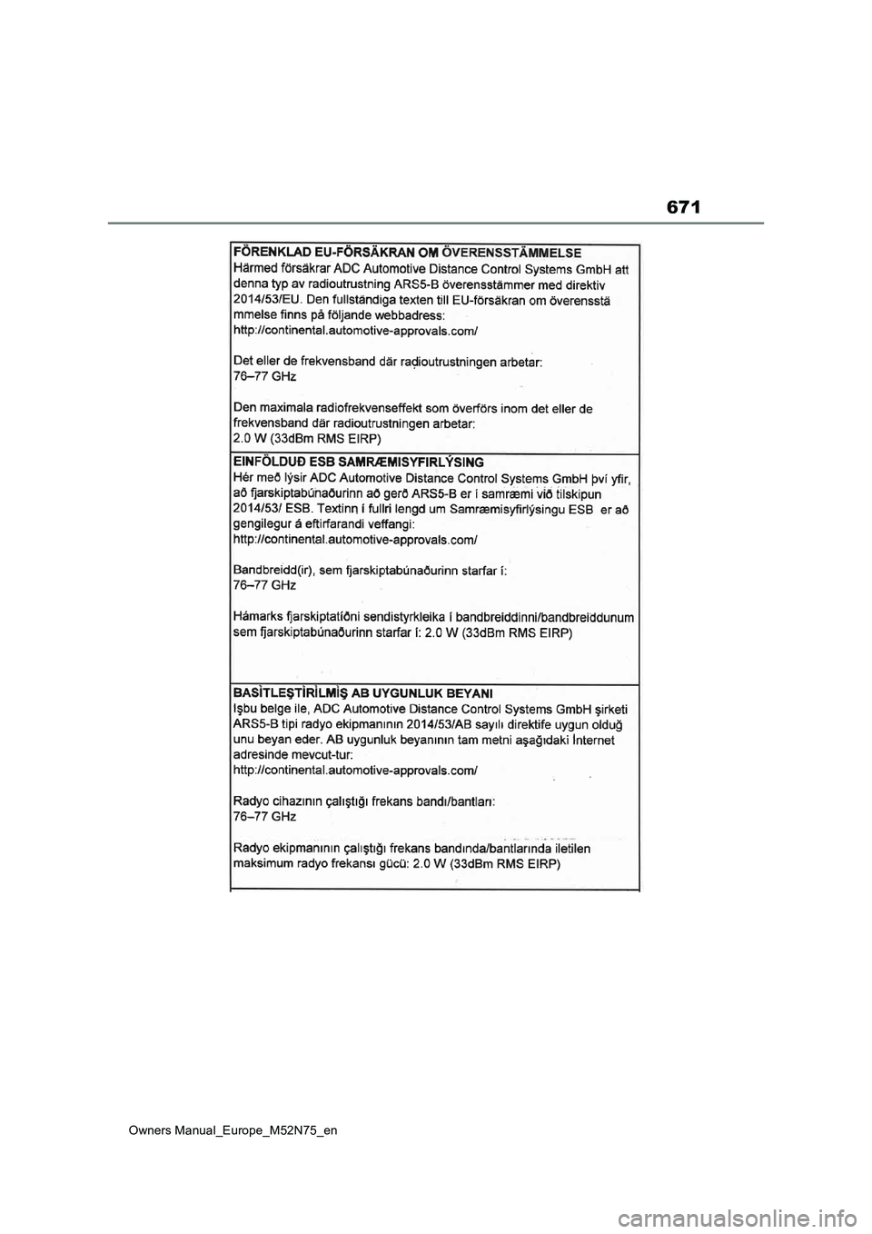 TOYOTA YARIS CROSS 2023 Owners Manual 671
Owners Manual_Europe_M52N75_en TOYOTA YARIS CROSS 2023 Owners Manual 671
Owners Manual_Europe_M52N75_en