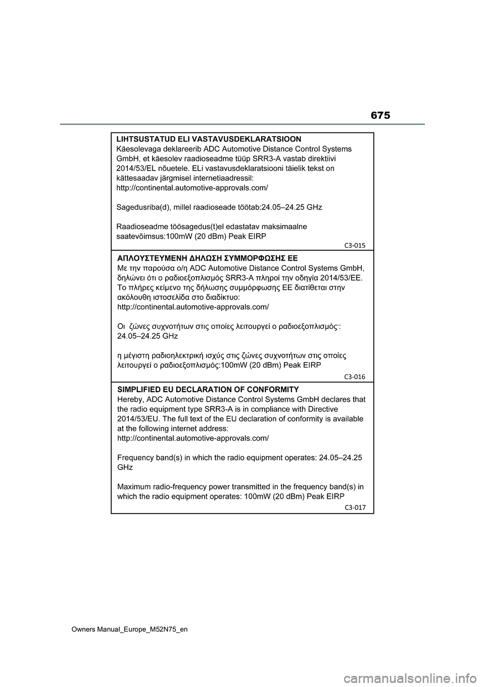 TOYOTA YARIS CROSS 2023 Owners Manual 675
Owners Manual_Europe_M52N75_en TOYOTA YARIS CROSS 2023 Owners Manual 675
Owners Manual_Europe_M52N75_en
