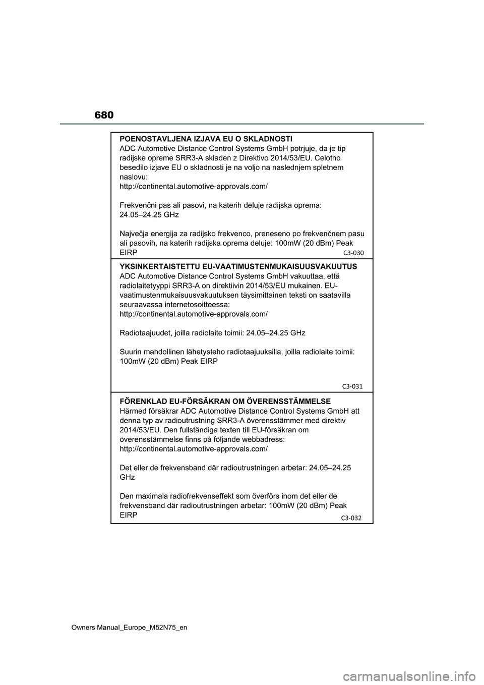 TOYOTA YARIS CROSS 2023 Owners Manual 680
Owners Manual_Europe_M52N75_en TOYOTA YARIS CROSS 2023 Owners Manual 680
Owners Manual_Europe_M52N75_en