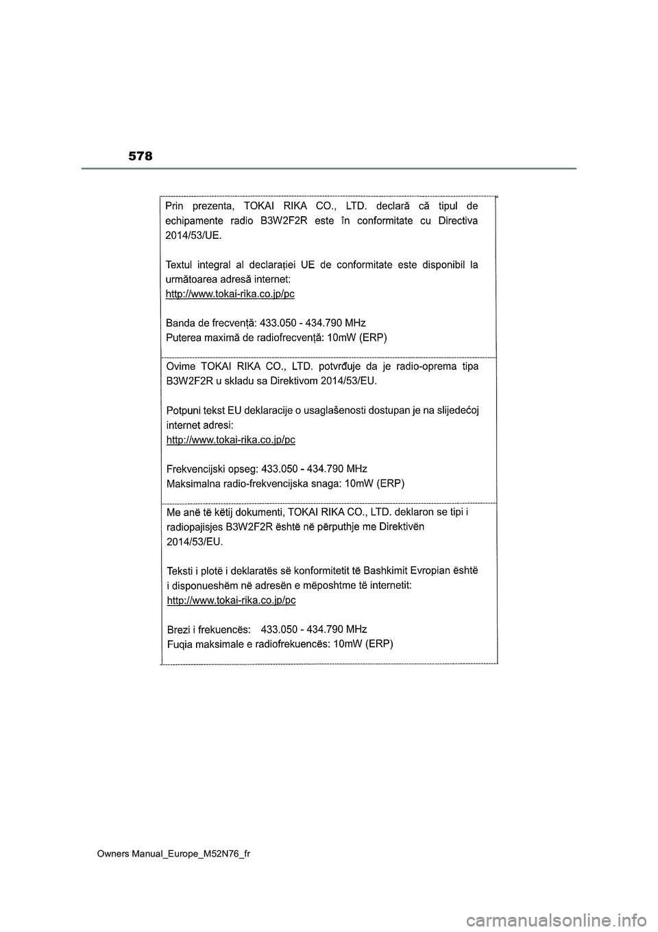 TOYOTA YARIS CROSS 2023 Manuel du propriétaire (in French) 578
Owners Manual_Europe_M52N76_fr TOYOTA YARIS CROSS 2023 Manuel du propriétaire (in French) 578
Owners Manual_Europe_M52N76_fr