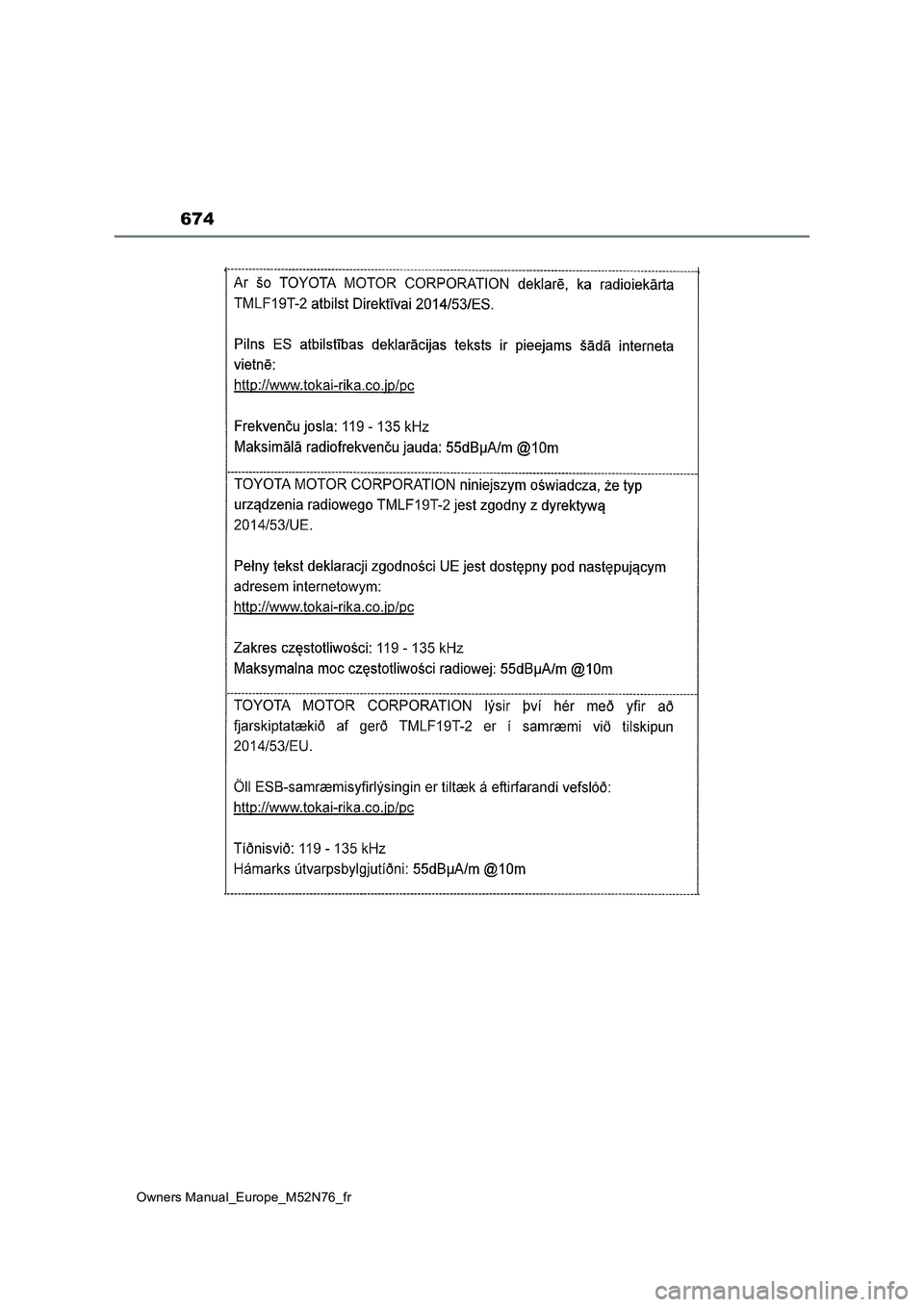 TOYOTA YARIS CROSS 2023 Manuel du propriétaire (in French) 674
Owners Manual_Europe_M52N76_fr TOYOTA YARIS CROSS 2023 Manuel du propriétaire (in French) 674
Owners Manual_Europe_M52N76_fr