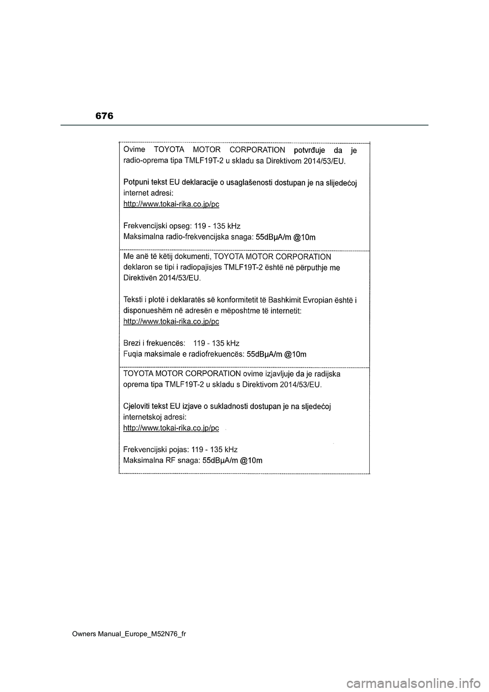 TOYOTA YARIS CROSS 2023 Manuel du propriétaire (in French) 676
Owners Manual_Europe_M52N76_fr TOYOTA YARIS CROSS 2023 Manuel du propriétaire (in French) 676
Owners Manual_Europe_M52N76_fr