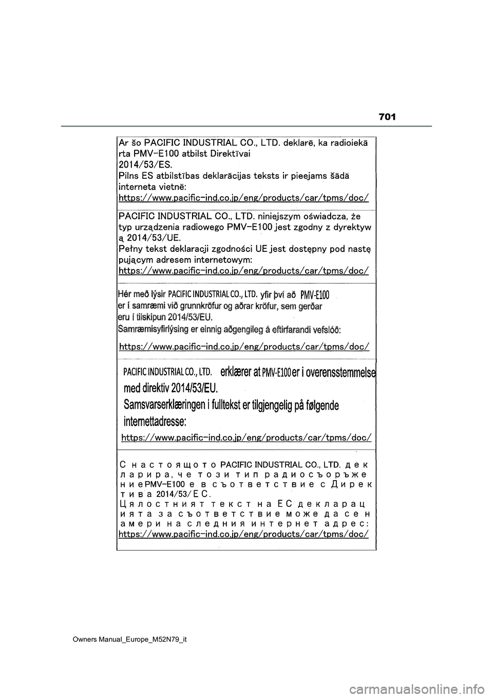 TOYOTA YARIS CROSS 2023 Manuale duso (in Italian) 701
Owners Manual_Europe_M52N79_it TOYOTA YARIS CROSS 2023 Manuale duso (in Italian) 701
Owners Manual_Europe_M52N79_it