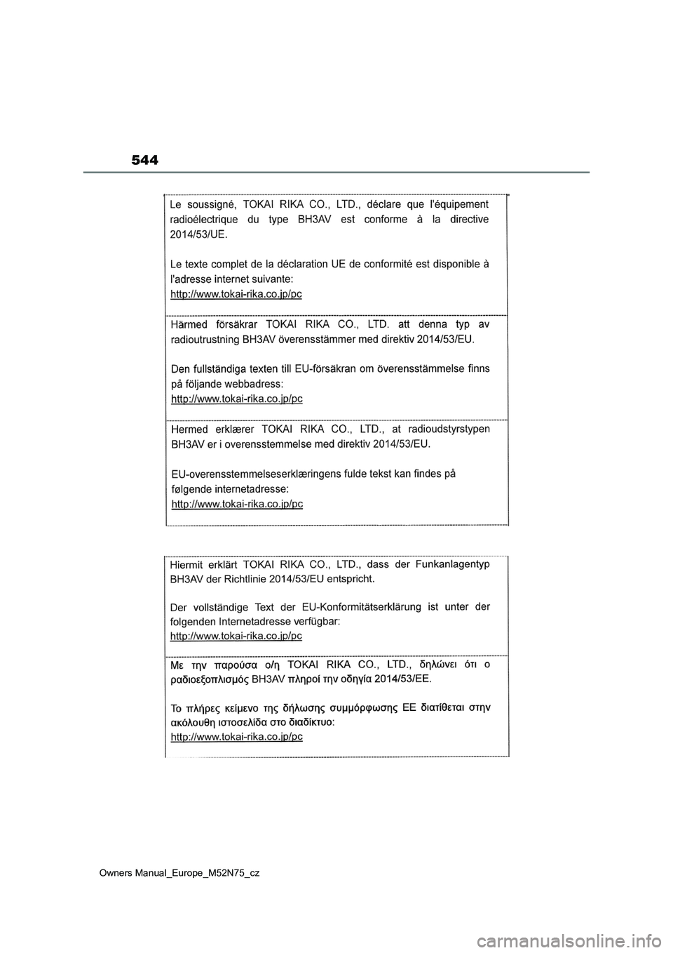 TOYOTA YARIS CROSS 2023  Návod na použití (in Czech) 544
Owners Manual_Europe_M52N75_cz 