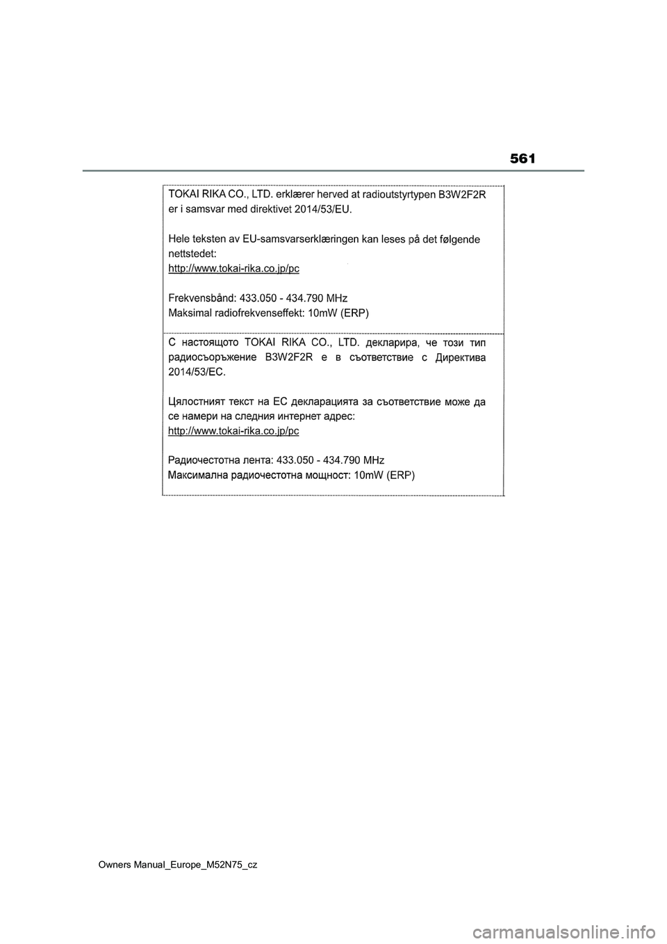 TOYOTA YARIS CROSS 2023  Návod na použití (in Czech) 561
Owners Manual_Europe_M52N75_cz 