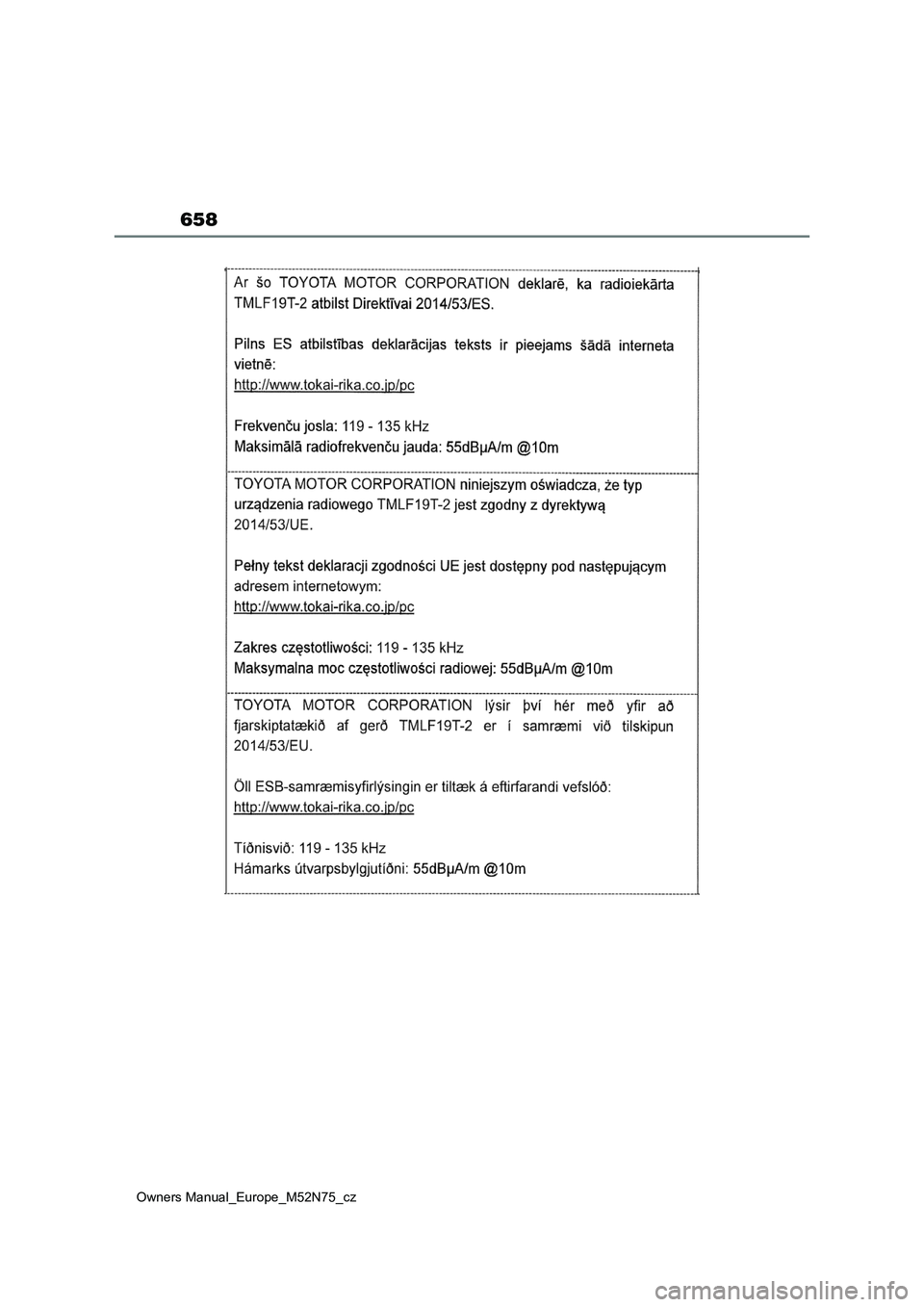 TOYOTA YARIS CROSS 2023  Návod na použití (in Czech) 658
Owners Manual_Europe_M52N75_cz 