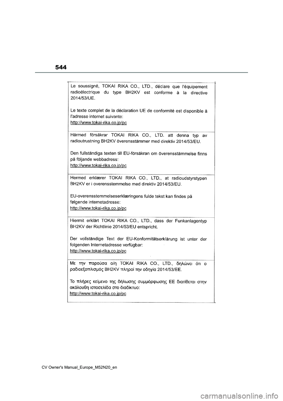TOYOTA YARIS CROSS 2022 Owners Manual 544
CV Owner's Manual_Europe_M52N20_en TOYOTA YARIS CROSS 2022 Owners Manual 544
CV Owner's Manual_Europe_M52N20_en