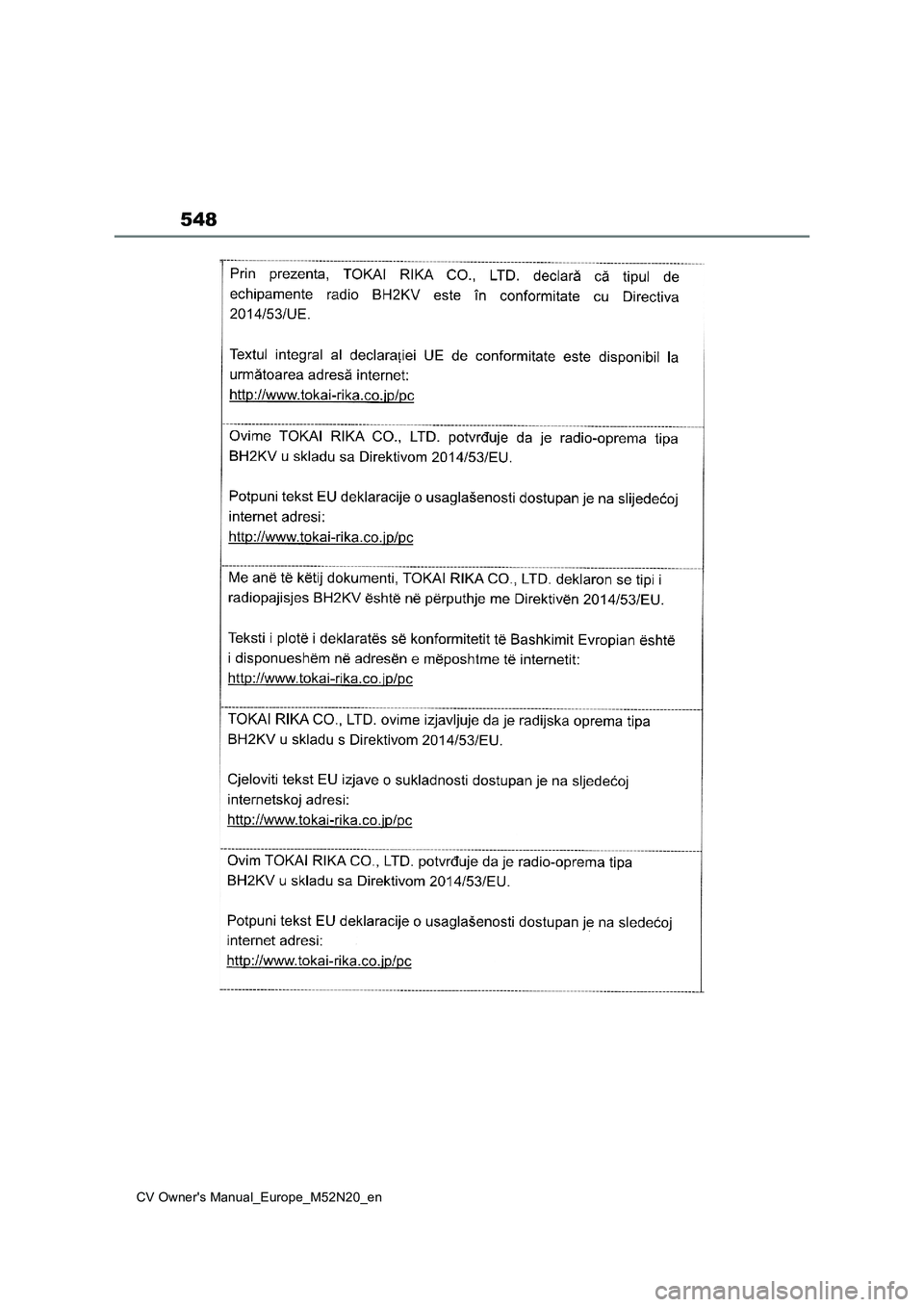 TOYOTA YARIS CROSS 2022 Owners Manual 548
CV Owner's Manual_Europe_M52N20_en TOYOTA YARIS CROSS 2022 Owners Manual 548
CV Owner's Manual_Europe_M52N20_en