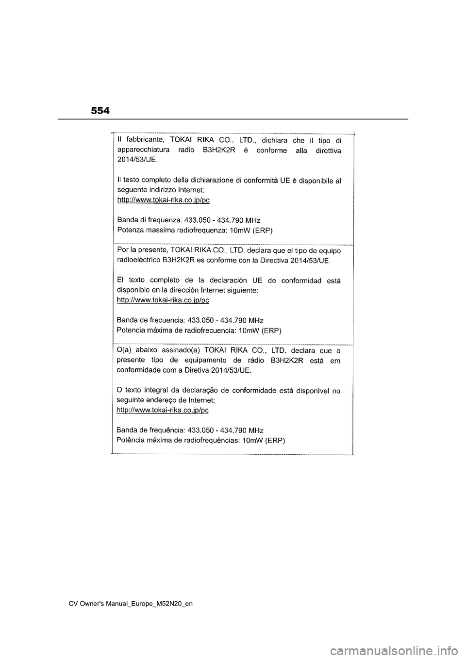 TOYOTA YARIS CROSS 2022 Owners Manual 554
CV Owner's Manual_Europe_M52N20_en TOYOTA YARIS CROSS 2022 Owners Manual 554
CV Owner's Manual_Europe_M52N20_en