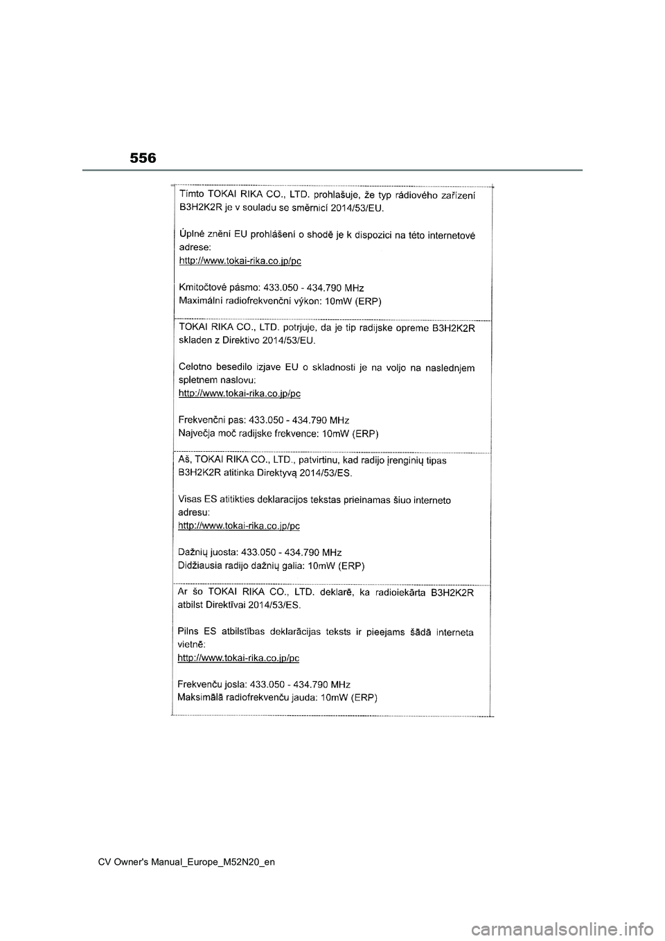 TOYOTA YARIS CROSS 2022 Owners Manual 556
CV Owner's Manual_Europe_M52N20_en TOYOTA YARIS CROSS 2022 Owners Manual 556
CV Owner's Manual_Europe_M52N20_en
