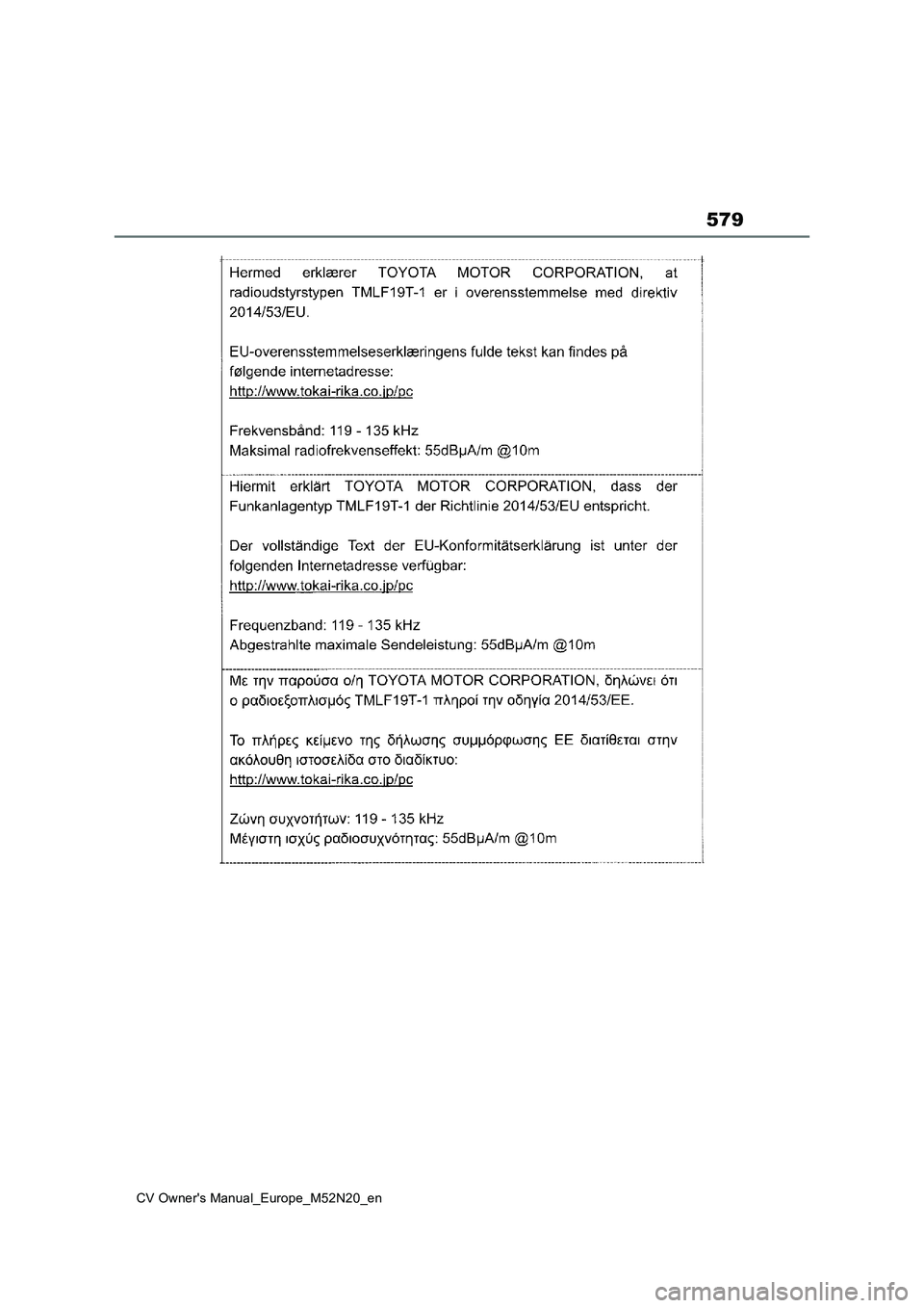 TOYOTA YARIS CROSS 2022 Owners Manual 579
CV Owner's Manual_Europe_M52N20_en TOYOTA YARIS CROSS 2022 Owners Manual 579
CV Owner's Manual_Europe_M52N20_en