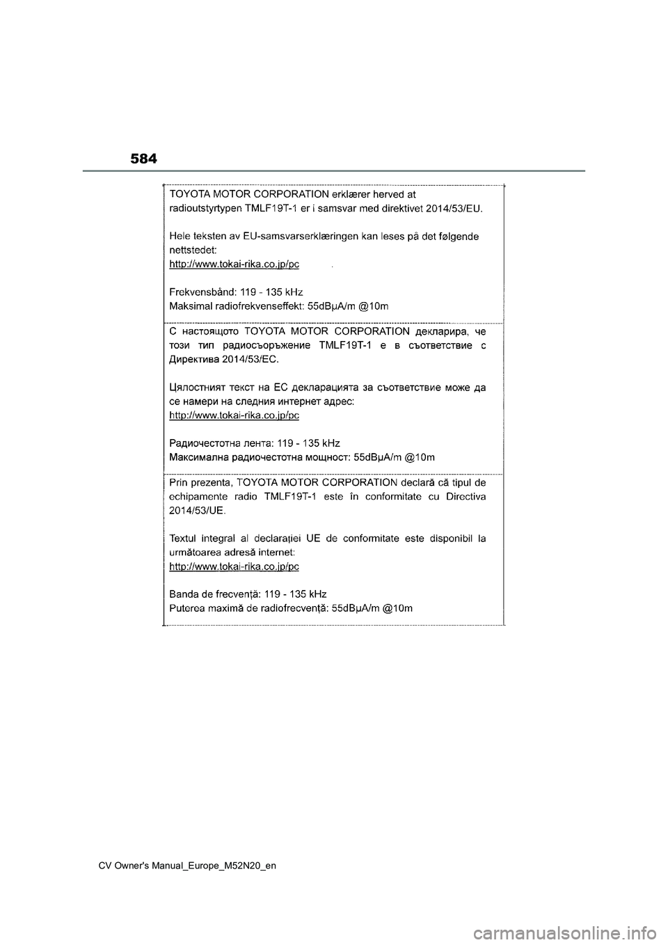 TOYOTA YARIS CROSS 2022 Owners Manual 584
CV Owner's Manual_Europe_M52N20_en TOYOTA YARIS CROSS 2022 Owners Manual 584
CV Owner's Manual_Europe_M52N20_en