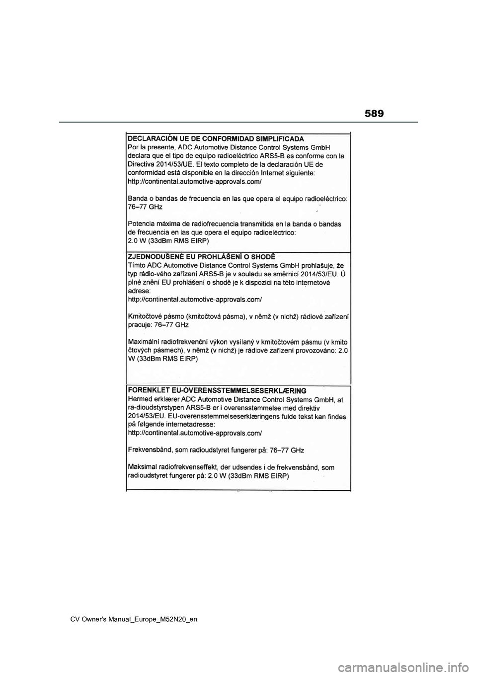TOYOTA YARIS CROSS 2022 Owners Manual 589
CV Owner's Manual_Europe_M52N20_en TOYOTA YARIS CROSS 2022 Owners Manual 589
CV Owner's Manual_Europe_M52N20_en