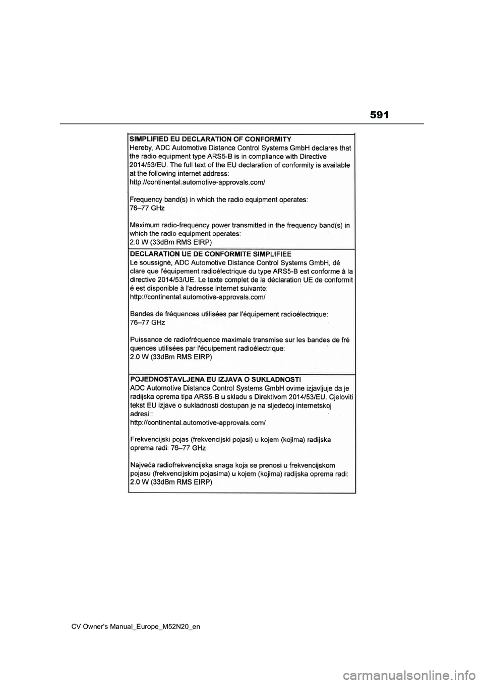 TOYOTA YARIS CROSS 2022 Owners Manual 591
CV Owner's Manual_Europe_M52N20_en TOYOTA YARIS CROSS 2022 Owners Manual 591
CV Owner's Manual_Europe_M52N20_en