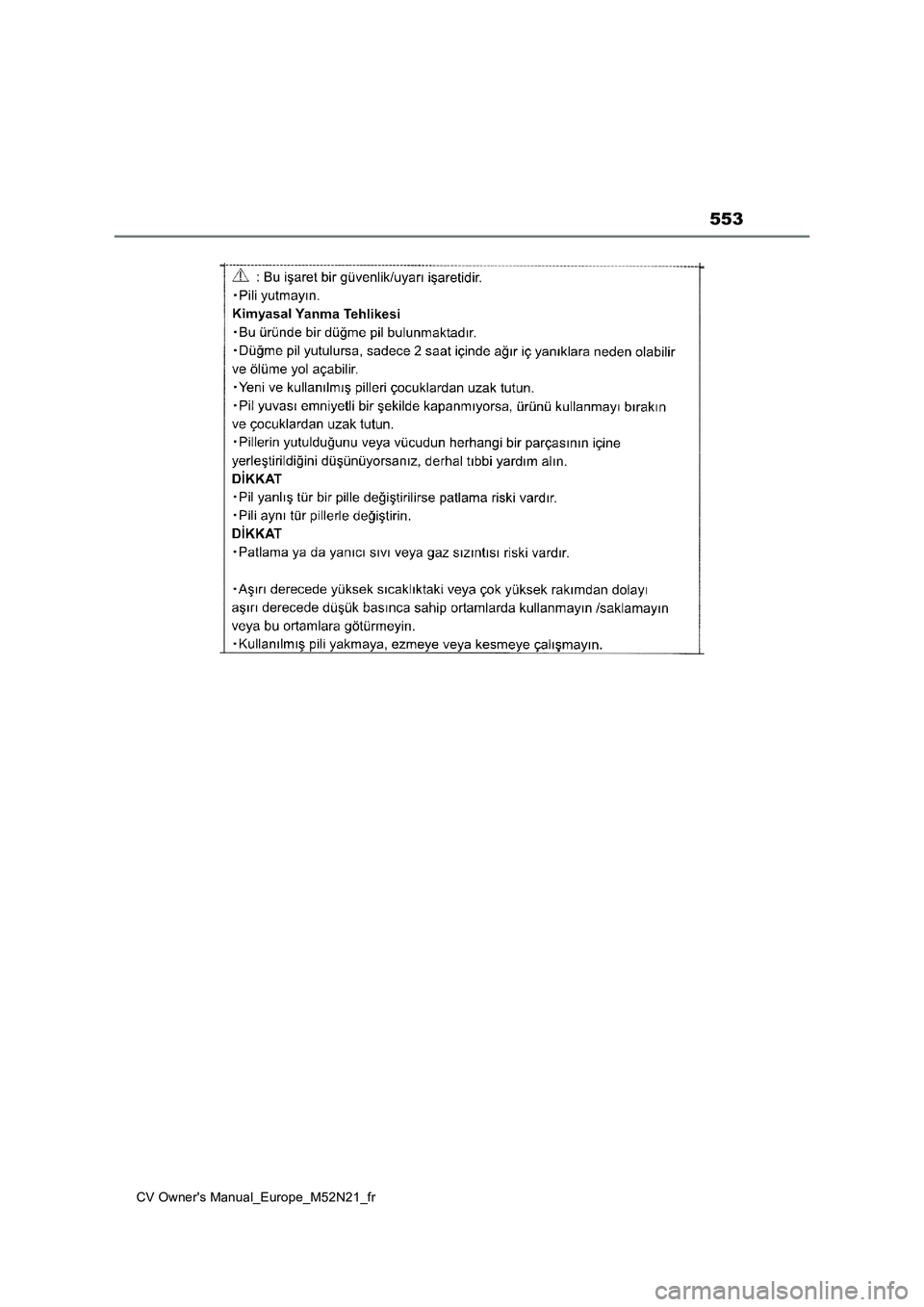 TOYOTA YARIS CROSS 2022  Manuel du propriétaire (in French) 553
CV Owner's Manual_Europe_M52N21_fr 