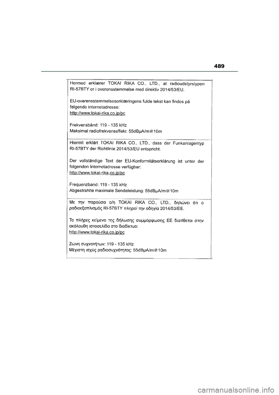 TOYOTA YARIS CROSS 2022  Instructieboekje (in Dutch) 489
Handleiding CV_Europa_M52N20_nl
YARIS_CROSS_OM_Europe_OM52N20E.book  Page 489  Monday, September 6, 2021  11:13 AM 