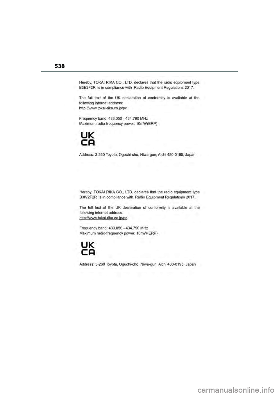 TOYOTA YARIS CROSS 2022  Instructieboekje (in Dutch) 538
Handleiding CV_Europa_M52N20_nl
YARIS_CROSS_OM_Europe_OM52N20E.book  Page 538  Monday, September 6, 2021  11:13 AM 