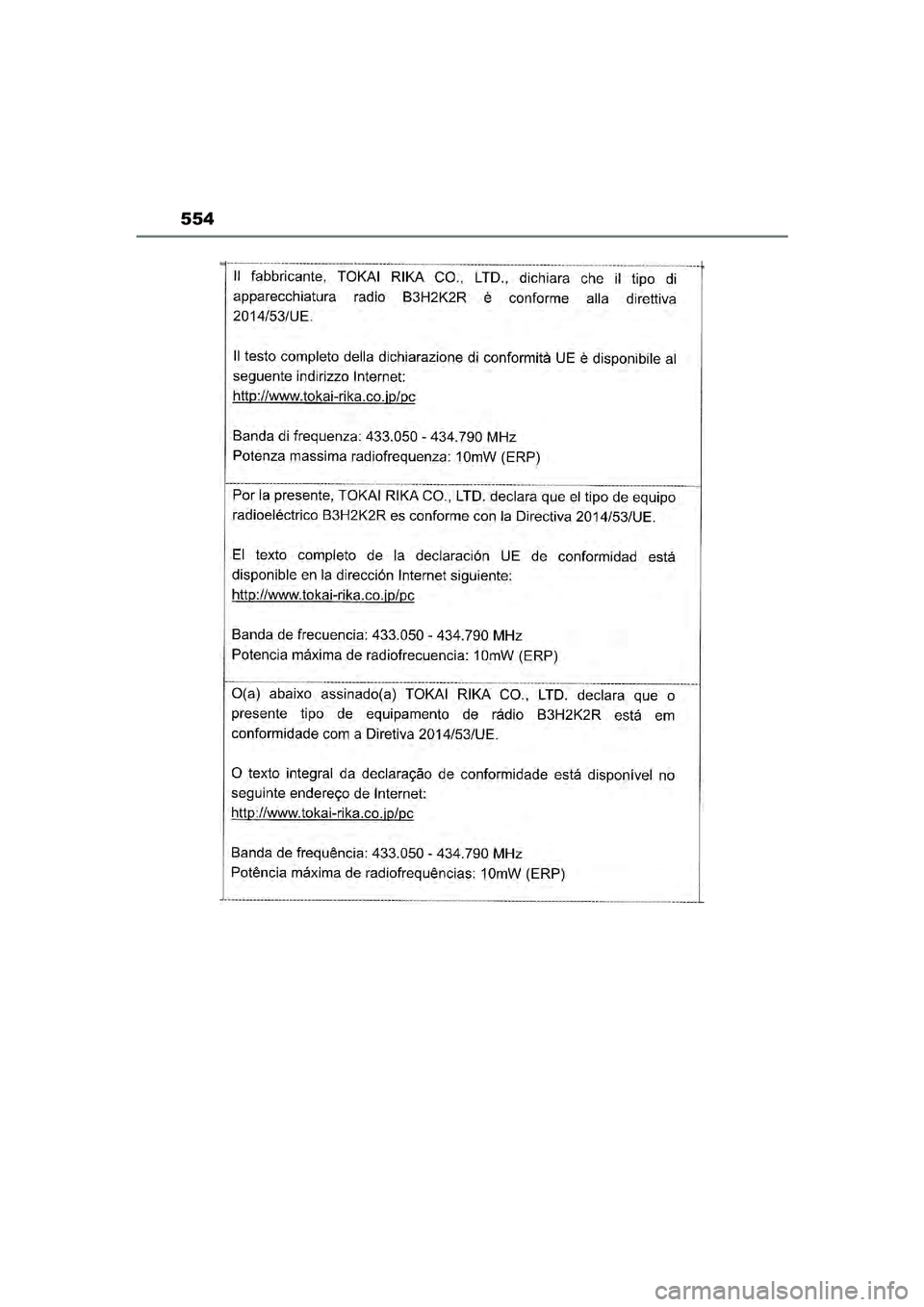 TOYOTA YARIS CROSS 2022  Instructieboekje (in Dutch) 554
Handleiding CV_Europa_M52N20_nl
YARIS_CROSS_OM_Europe_OM52N20E.book  Page 554  Monday, September 6, 2021  11:13 AM 