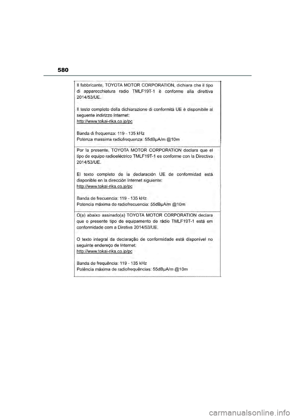 TOYOTA YARIS CROSS 2022  Instructieboekje (in Dutch) 580
Handleiding CV_Europa_M52N20_nl
YARIS_CROSS_OM_Europe_OM52N20E.book  Page 580  Monday, September 6, 2021  11:13 AM 