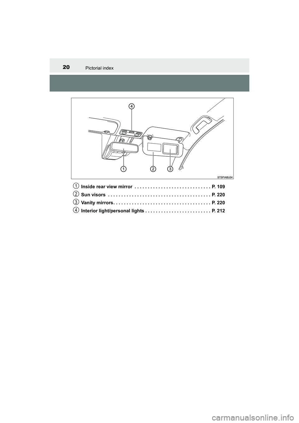 TOYOTA YARIS HATCHBACK 2017 Owners Manual 20Pictorial index
YARIS_HB_OM_USA_OM52G64UInside rear view mirror . . . . . . . . . . . . . . . . . . . . . . . . . . . . . P. 109
Sun visors . . . . . . . . . . . . . . . . . . . . . . . . . . . . TOYOTA YARIS HATCHBACK 2017 Owners Manual 20Pictorial index
YARIS_HB_OM_USA_OM52G64UInside rear view mirror . . . . . . . . . . . . . . . . . . . . . . . . . . . . . P. 109
Sun visors . . . . . . . . . . . . . . . . . . . . . . . . . . . .
