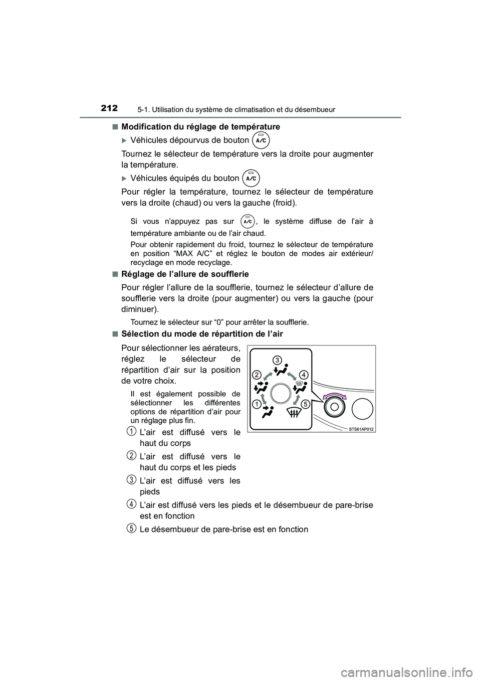 TOYOTA YARIS HATCHBACK 2017 Manuel du propriétaire (in French) 2125-1. Utilisation du système de climatisation et du désembueur
YARIS_HB_OM_USA_OM52G64D■
Modification du réglage de température
Véhicules dépourvus de bouton
Tournez le sélecteur de tem TOYOTA YARIS HATCHBACK 2017 Manuel du propriétaire (in French) 2125-1. Utilisation du système de climatisation et du désembueur
YARIS_HB_OM_USA_OM52G64D■
Modification du réglage de température
Véhicules dépourvus de bouton
Tournez le sélecteur de tem