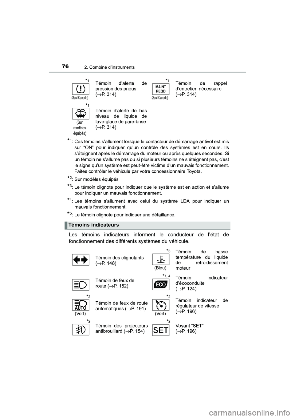 TOYOTA YARIS HATCHBACK 2017 Manuel du propriétaire (in French) 762. Combiné d’instruments
YARIS_HB_OM_USA_OM52G64D
*1: Ces témoins s’allument lorsque le contacteur de démarrage antivol est missur “ON” pour indiquer qu’un contrôle des systèmes est e TOYOTA YARIS HATCHBACK 2017 Manuel du propriétaire (in French) 762. Combiné d’instruments
YARIS_HB_OM_USA_OM52G64D
*1: Ces témoins s’allument lorsque le contacteur de démarrage antivol est missur “ON” pour indiquer qu’un contrôle des systèmes est e