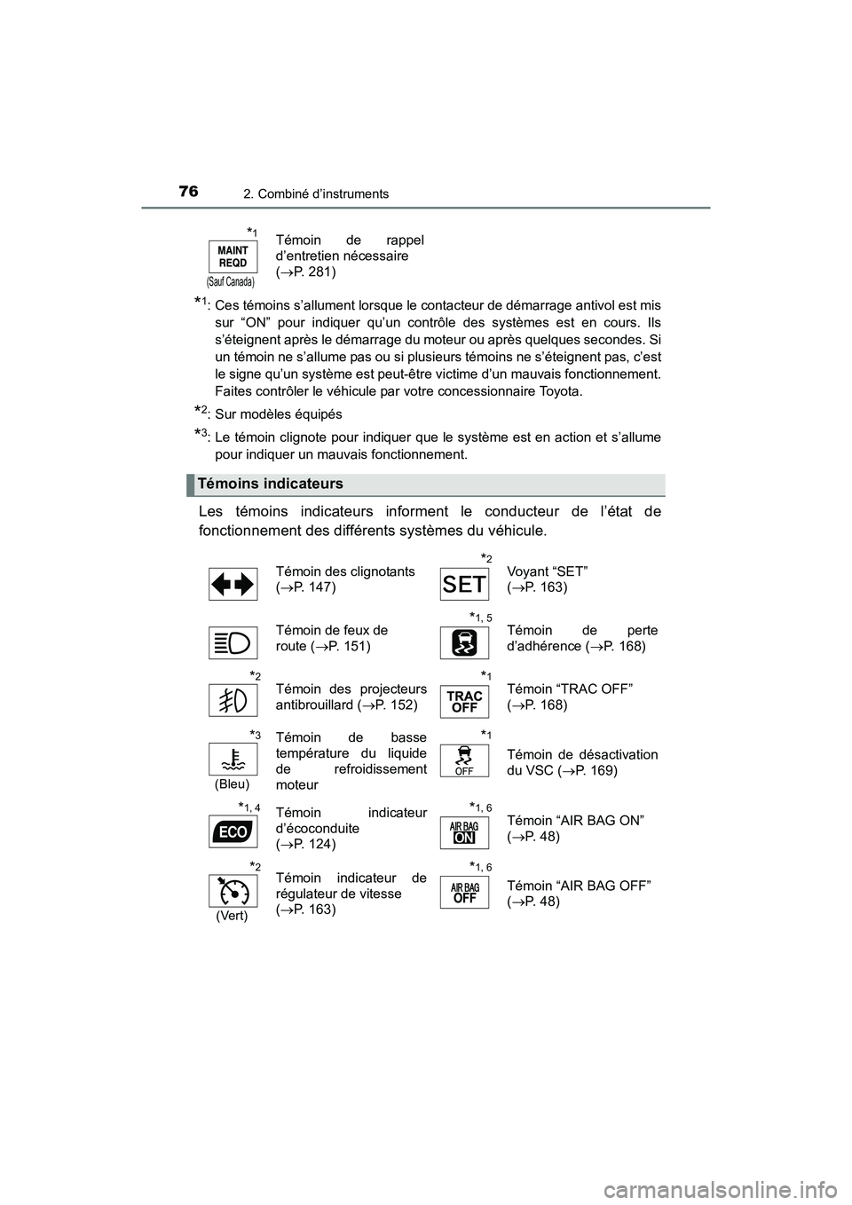 TOYOTA YARIS HATCHBACK 2016 Manuel du propriétaire (in French) 762. Combiné d’instruments
YARIS_F_D_52G61D
*1: Ces témoins s’allument lorsque le contacteur de démarrage antivol est missur “ON” pour indiquer qu’un contrôle des systèmes est en cours. TOYOTA YARIS HATCHBACK 2016 Manuel du propriétaire (in French) 762. Combiné d’instruments
YARIS_F_D_52G61D
*1: Ces témoins s’allument lorsque le contacteur de démarrage antivol est missur “ON” pour indiquer qu’un contrôle des systèmes est en cours.