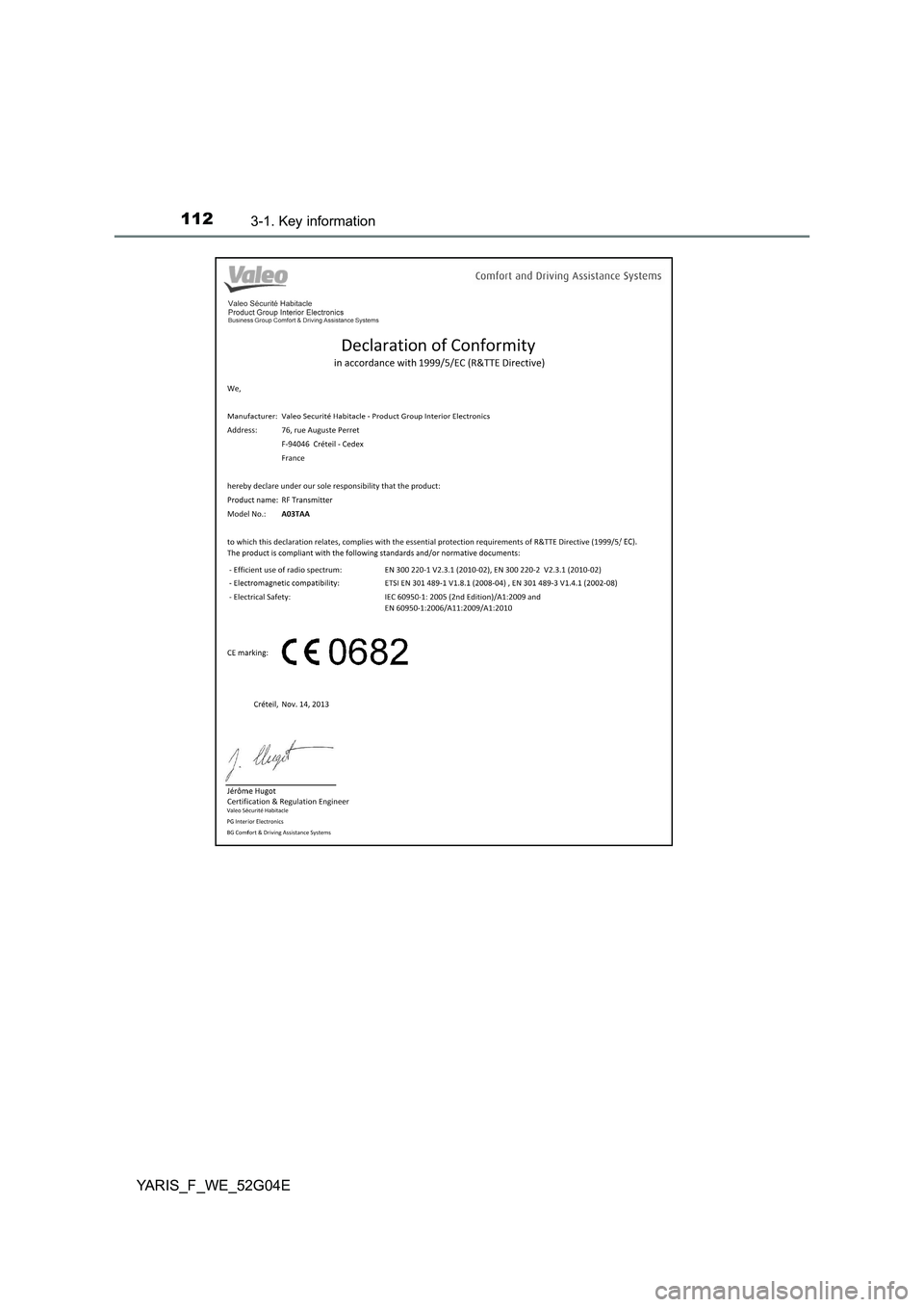 TOYOTA YARIS HATCHBACK 2015  Owners Manual 1123-1. Key information
YARIS_F_WE_52G04E 