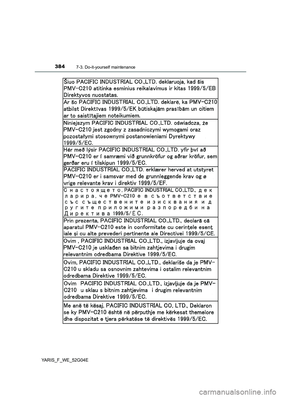 TOYOTA YARIS HATCHBACK 2015 Owners Manual 3847-3. Do-it-yourself maintenance
YARIS_F_WE_52G04E TOYOTA YARIS HATCHBACK 2015 Owners Manual 3847-3. Do-it-yourself maintenance
YARIS_F_WE_52G04E