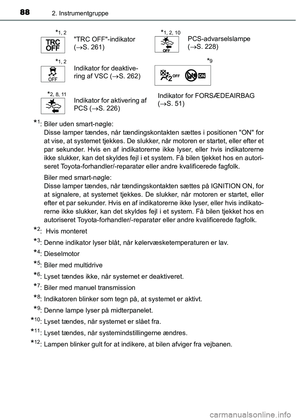 TOYOTA YARIS HATCHBACK 2015 Brugsanvisning (in Danish) 882. Instrumentgruppe
*1: Biler uden smart-nøgle:
Disse lamper tændes, når tændingskontakten sættes i positionen "ON" for
at vise, at systemet tjekkes. De slukker, når motoren er startet, eller TOYOTA YARIS HATCHBACK 2015 Brugsanvisning (in Danish) 882. Instrumentgruppe
*1: Biler uden smart-nøgle:
Disse lamper tændes, når tændingskontakten sættes i positionen "ON" for
at vise, at systemet tjekkes. De slukker, når motoren er startet, eller