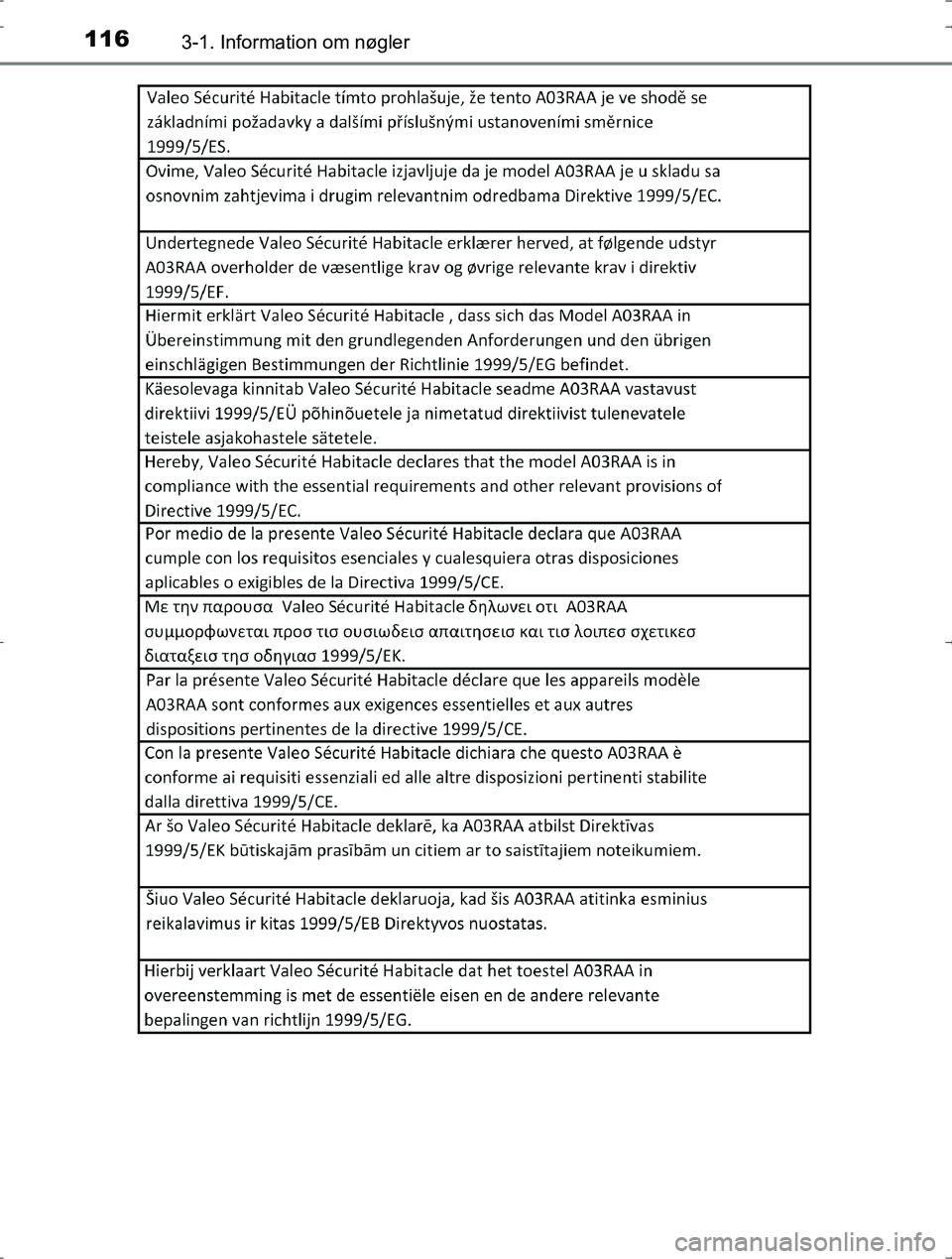 TOYOTA YARIS HYBRID 2016  Brugsanvisning (in Danish) 1163-1. Information om nøgler
OM52J30DK
OM52J30DK.book  Page 116  Tuesday, October 18, 2016  12:53 PM 