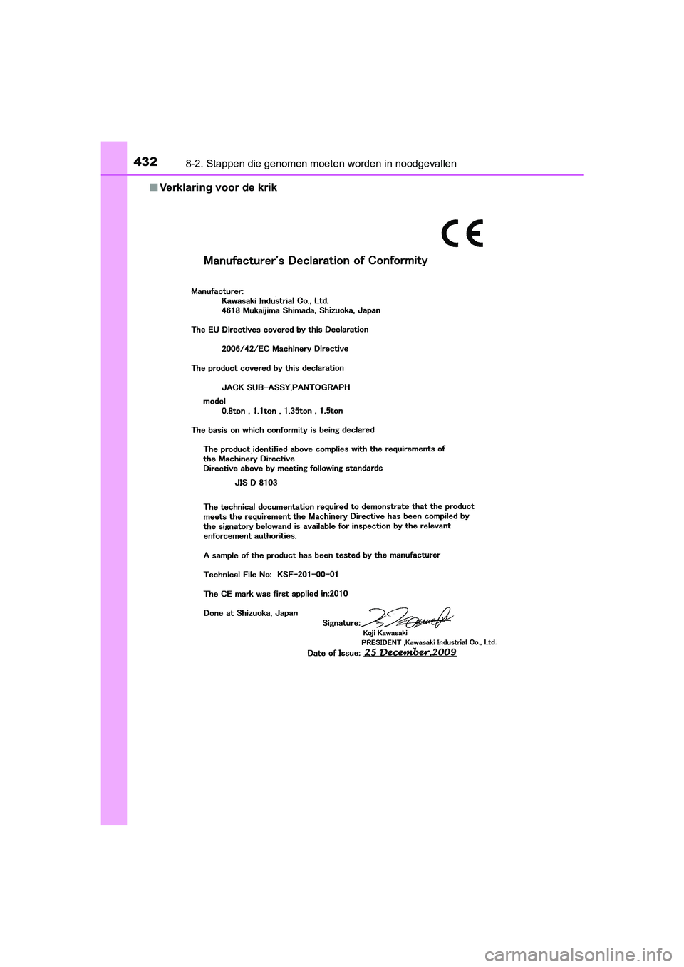 TOYOTA YARIS HYBRID 2017  Instructieboekje (in Dutch) 4328-2. Stappen die genomen moeten worden in noodgevallen
YARIS_HV_OM_Europe_OM52J30E■
Verklaring voor de krik
YARIS_HV_OM_Europe_OM52J30E.book  Page 432  Thursday, December  1, 2016  3:19 PM 
