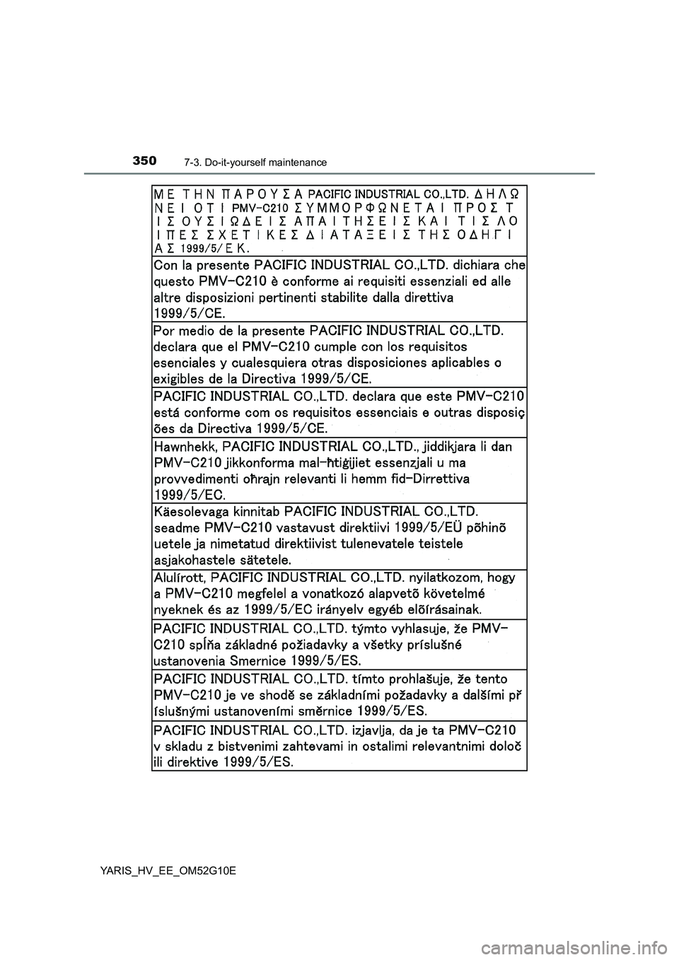 TOYOTA YARIS HYBRID 2016  Owners Manual 3507-3. Do-it-yourself maintenance
YARIS_HV_EE_OM52G10E 