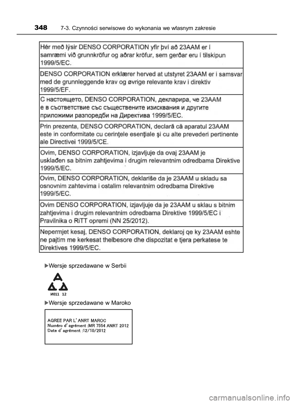 TOYOTA YARIS HYBRID 2016 Instrukcja obsługi (in Polish) óWersje sprzedawane w Serbii
óWersje sprzedawane w Maroko
3487-3. CzynnoÊci serwisowe do wykonania we w∏asnym zakresie
43 YARIS HV OM52G10E 9/1/15 3:12 PM Page 348 (Black plate) TOYOTA YARIS HYBRID 2016 Instrukcja obsługi (in Polish) óWersje sprzedawane w Serbii
óWersje sprzedawane w Maroko
3487-3. CzynnoÊci serwisowe do wykonania we w∏asnym zakresie
43 YARIS HV OM52G10E 9/1/15 3:12 PM Page 348 (Black plate)