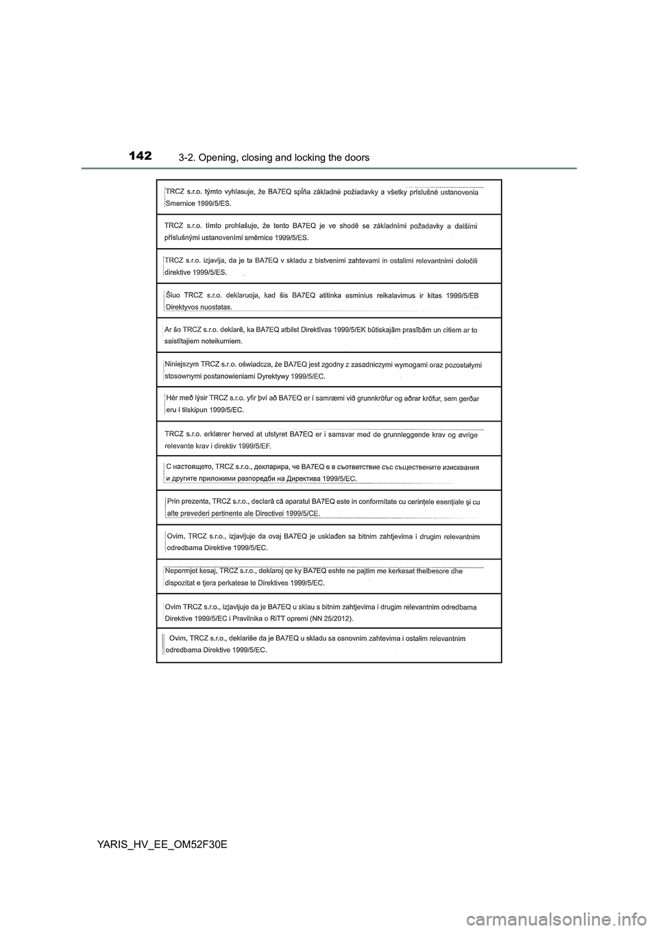 TOYOTA YARIS HYBRID 2015  Owners Manual 1423-2. Opening, closing and locking the doors
YARIS_HV_EE_OM52F30E 