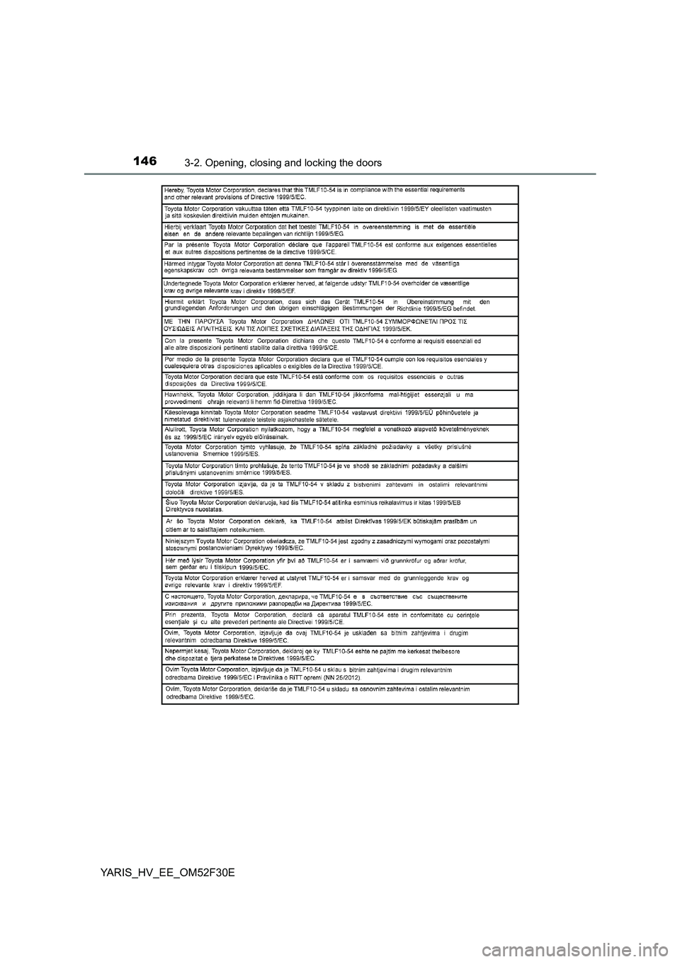 TOYOTA YARIS HYBRID 2015  Owners Manual 1463-2. Opening, closing and locking the doors
YARIS_HV_EE_OM52F30E 