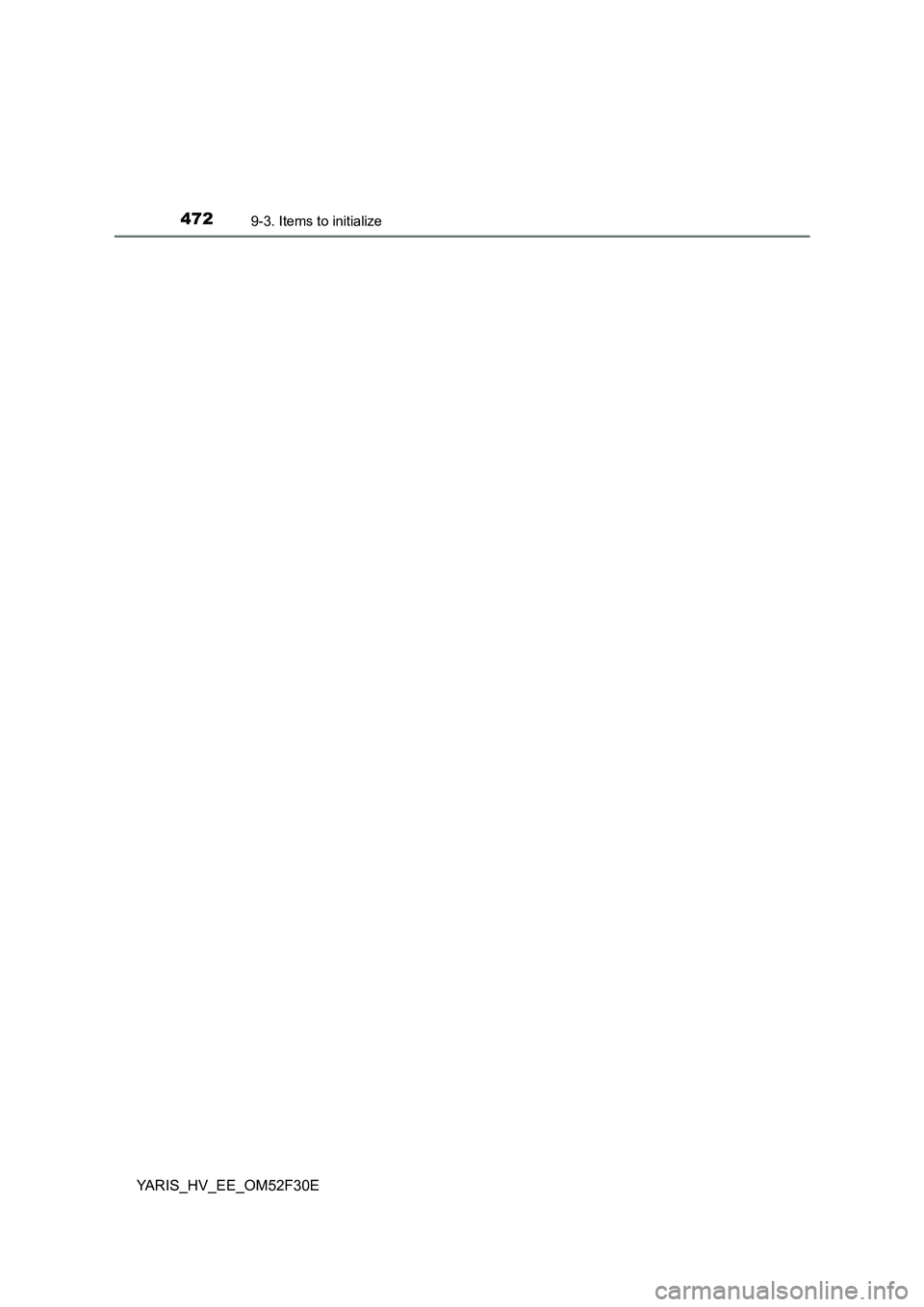 TOYOTA YARIS HYBRID 2015 Owners Manual 4729-3. Items to initialize
YARIS_HV_EE_OM52F30E TOYOTA YARIS HYBRID 2015 Owners Manual 4729-3. Items to initialize
YARIS_HV_EE_OM52F30E